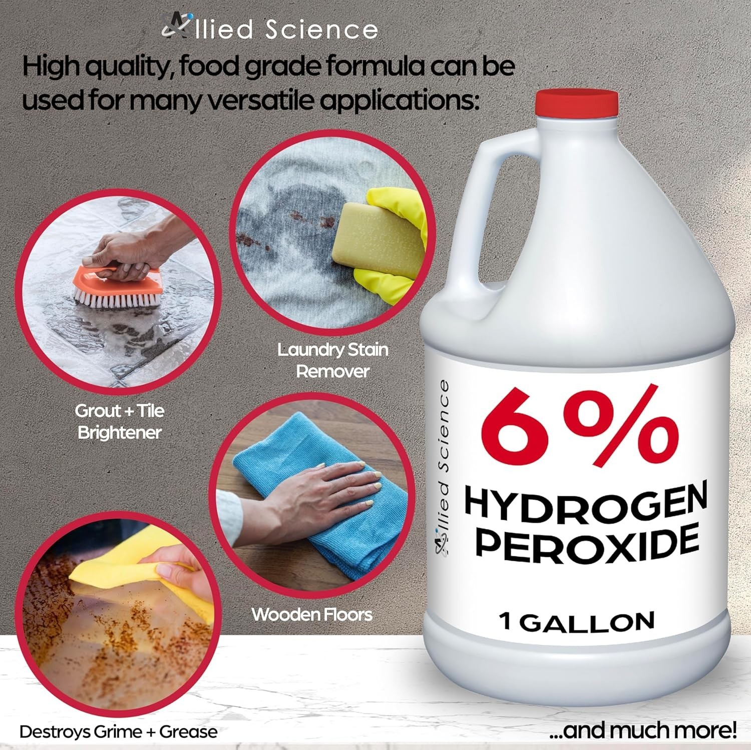 Allied Science 6% Hydrogen Peroxide, Food Grade H202 and Water – 4 Gallons