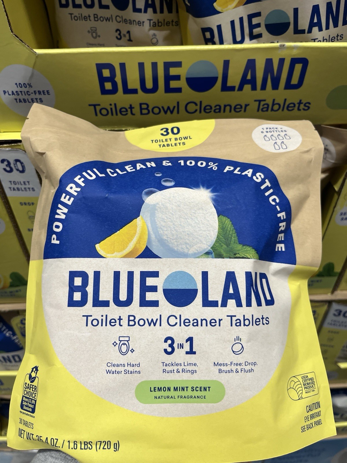 Blueland Toilet Bowl Cleaner Tablets, Lemon Mint, 30-count