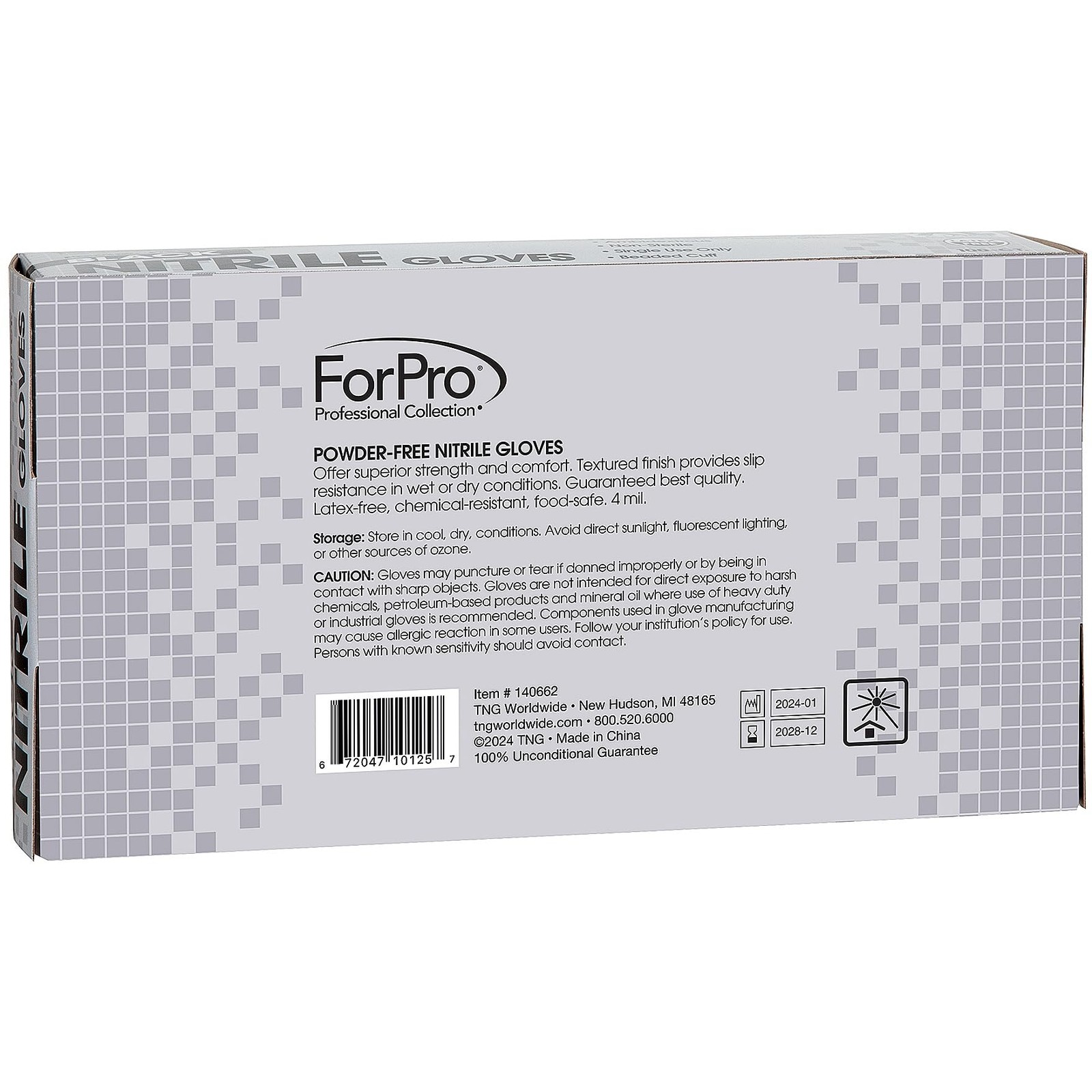 ForPro Disposable Nitrile Gloves, Chemical X-Large (Pack of 100), Black
