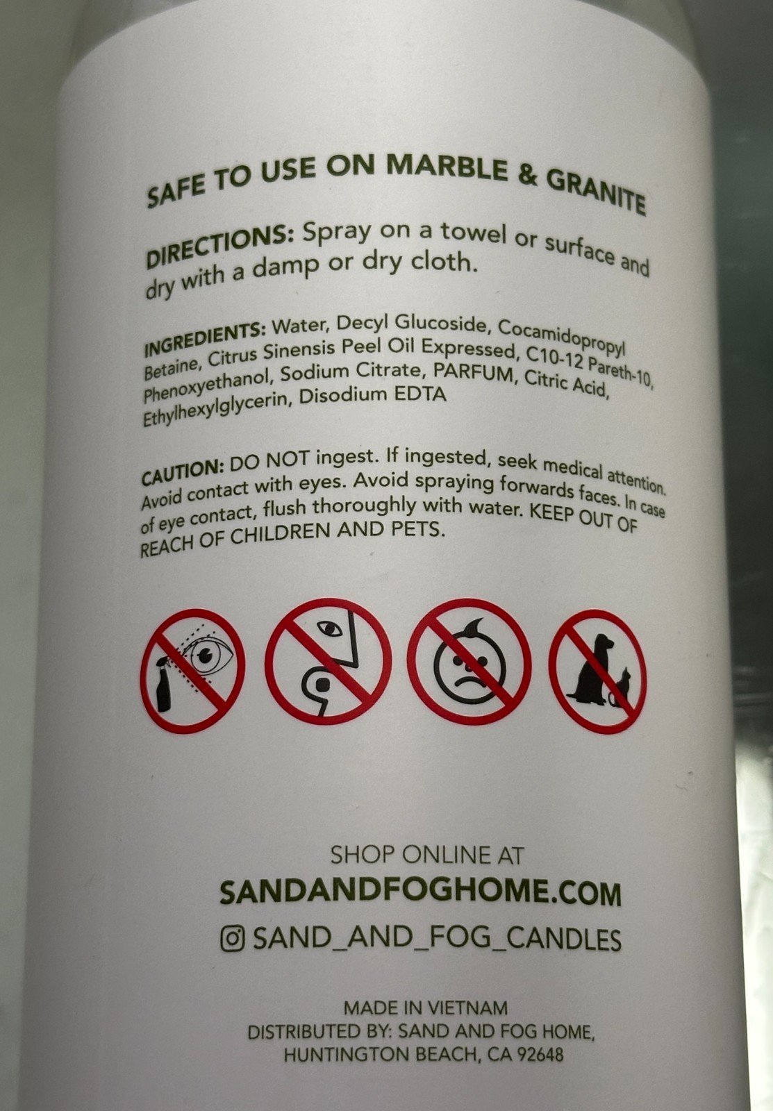 SAND + FOG™ Plant-Based Kitchen REFRESHER & CLEANER 25.4oz LEMON VERBENA