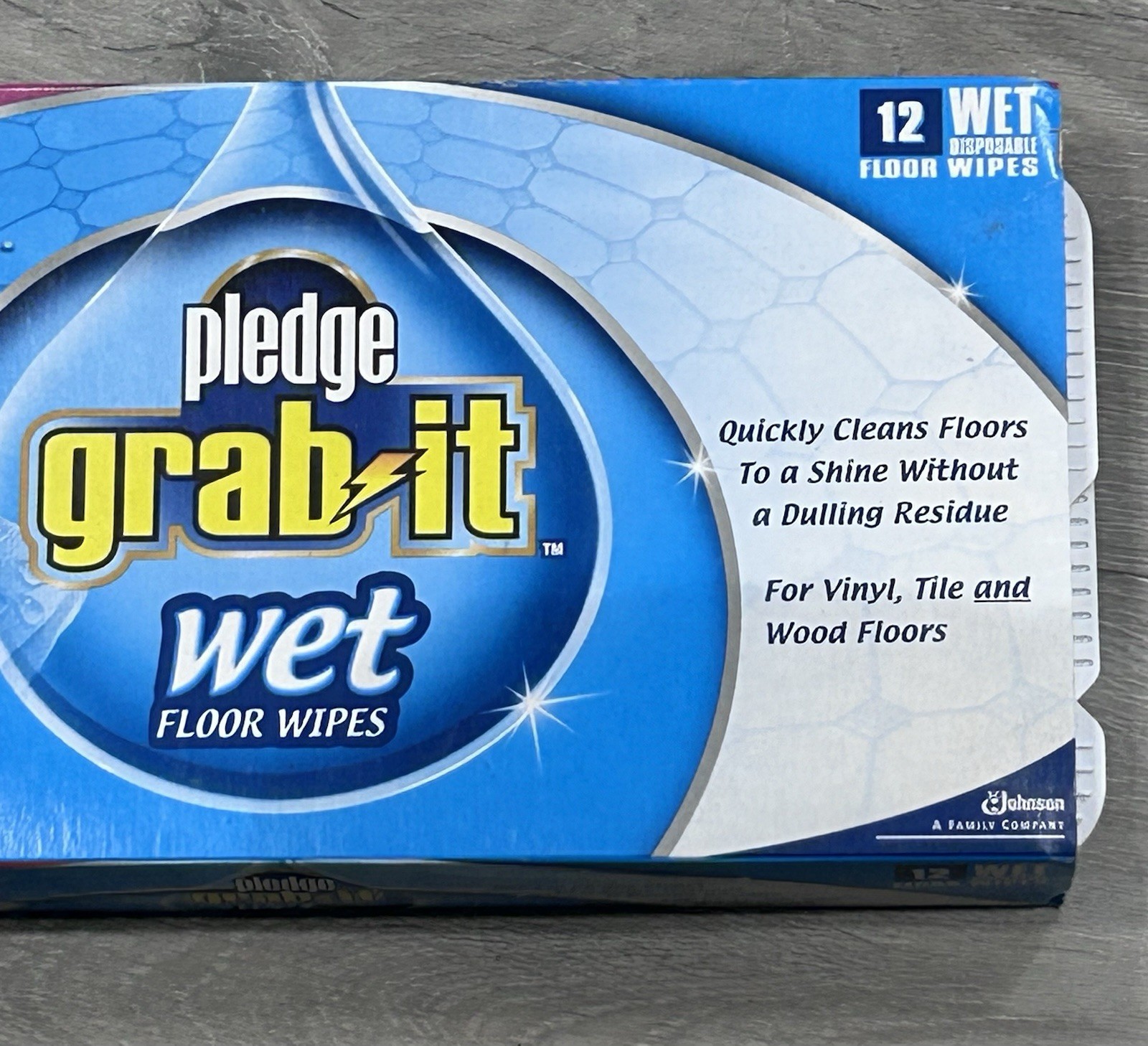 VTG Pledge Grab-It Wet Floor Wipes 12 Count DISCONTINUED New Sealed Pouch Box