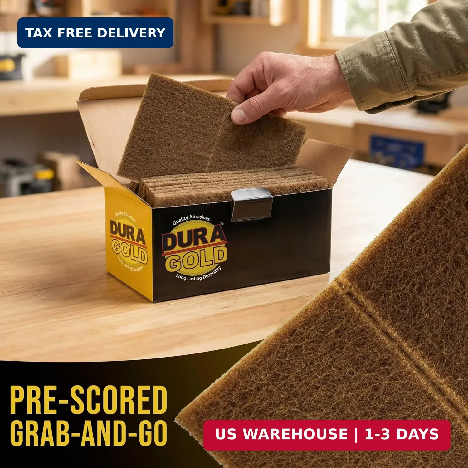 10 PCS Premium Gold Coarse Scuff Pads Surface Prep Auto Wood 6×9 Inch