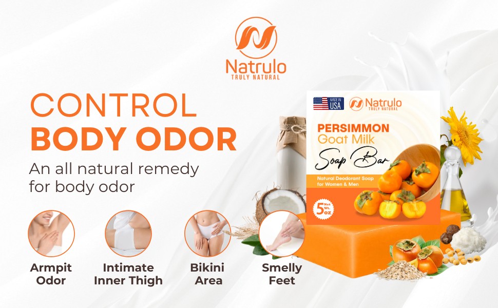 Persimmon Soap Bar for Body Odor Control – Purifying Deodorizing Body Wash with