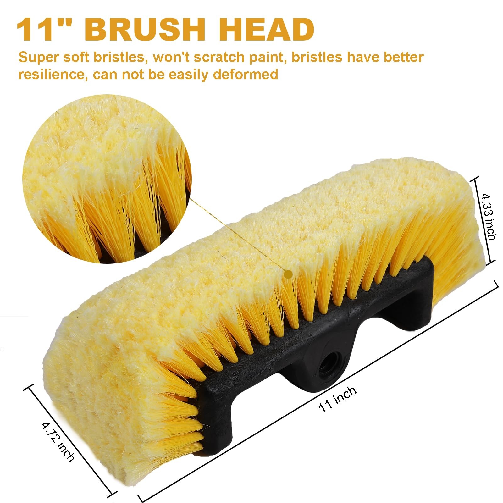 Car Wash Brush with Long Handle for Car Truck Boat Washing (Yellow 69 inch)