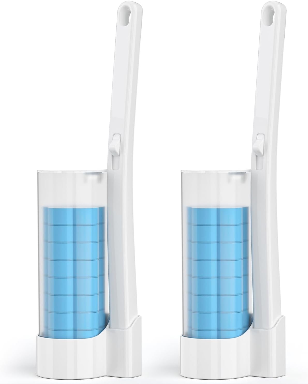 2Pack Disposable Toilet Brush Toilet Bowl Cleaner with Holder and 10 Pcs Refills