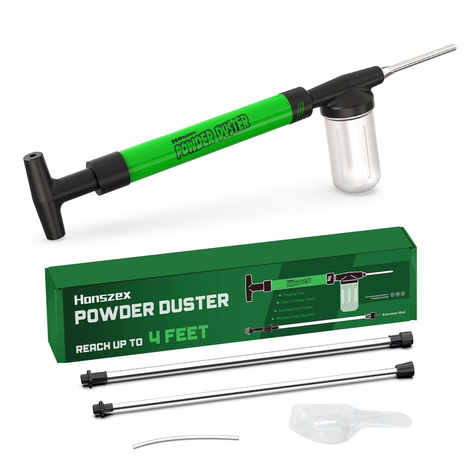 Diatomaceous Earth Duster Applicator – 4FT Reach Powder Sprayer for Indoor & Out