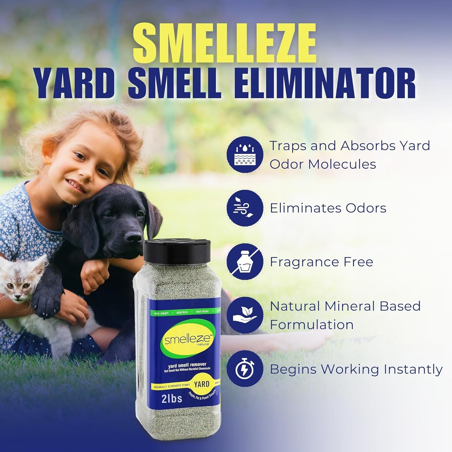 SMELLEZE Eco Yard & Concrete Smell Removal Deodorizer: 50 lb. Granules Rid Odor