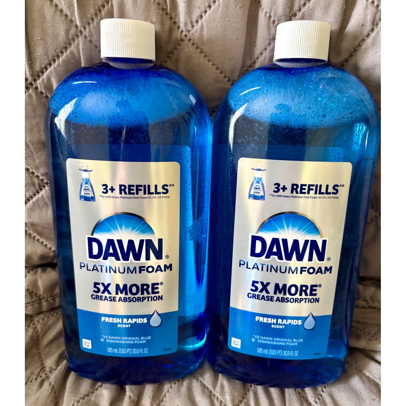 Dawn Platinum Foam Dish Soap Refill Fresh Rapids 30.9 fl oz 2 Pk 5X Grease Power