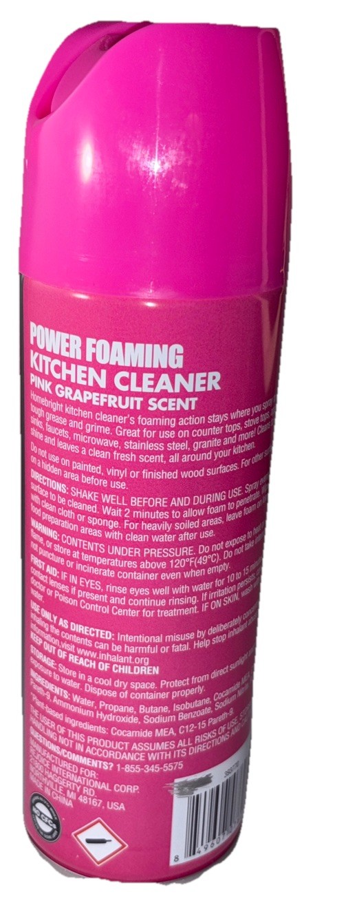 Homebright Power Foaming Kitchen Cleaner 12oz Pink Grapefruit Scent-NEW-SHIP24HR