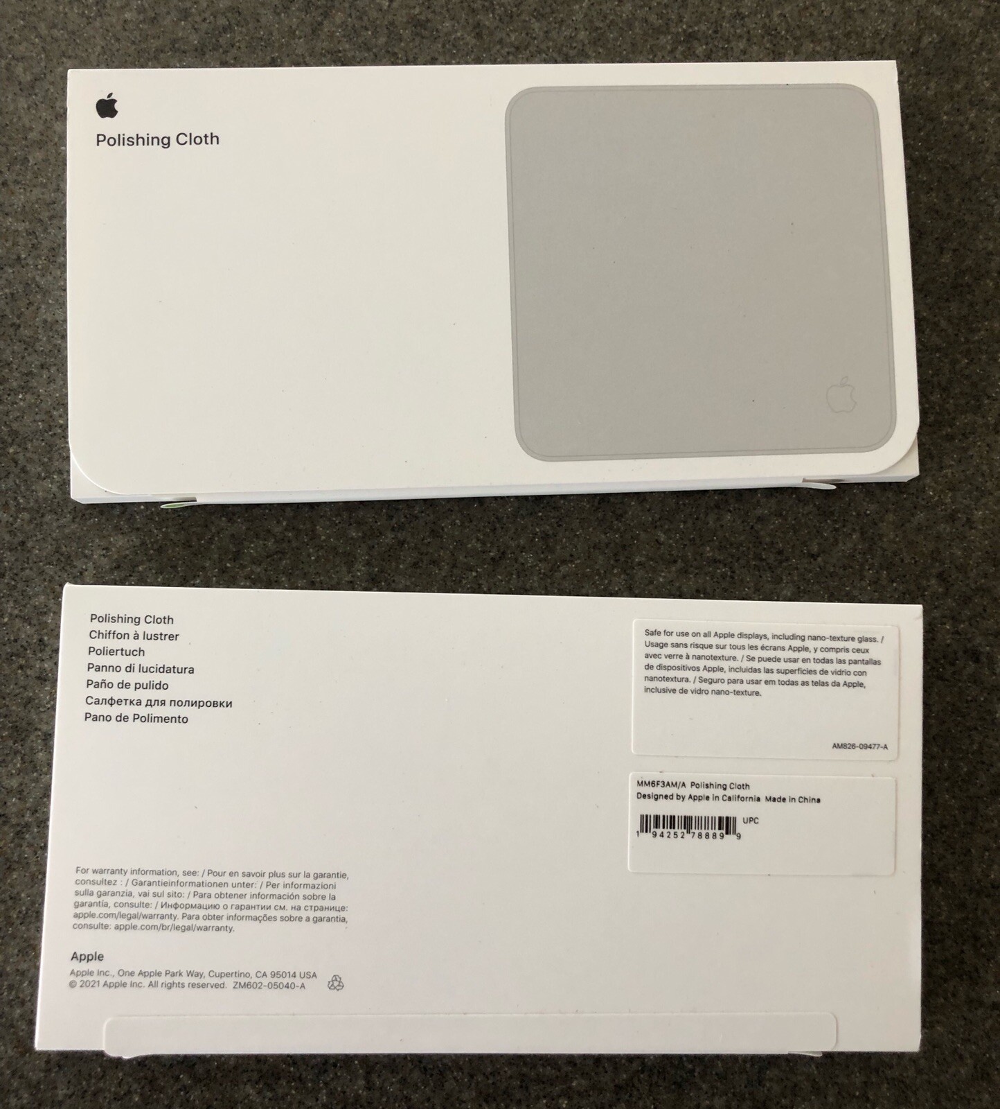APPLE POLISHING CLOTH 2 PACK MM6F3AM/A PAIR, SET OF 2, GENUINE, OEM, BRAND NEW!