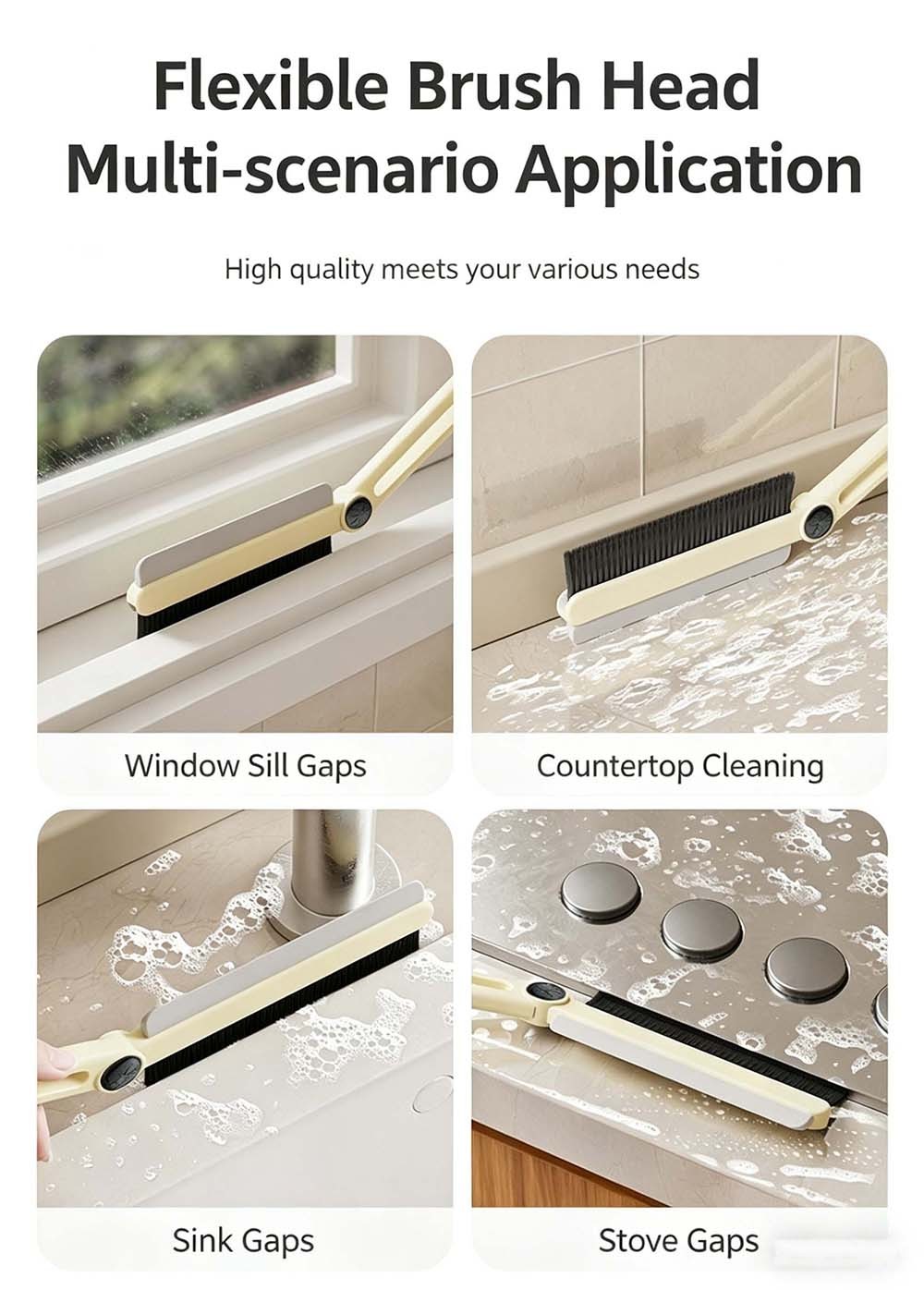 2-In-1 Slim Water-Resistant Flexible Long-Handled Multifunctional Cleaning Brush