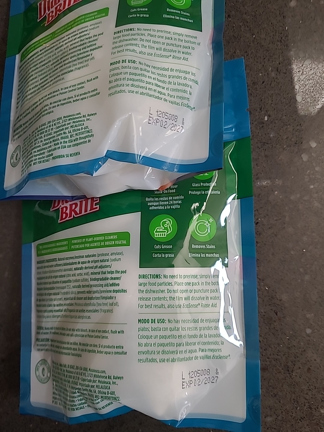 2 X NEW DIAMOND BRITE Melaleuca DISHWASHER DETERGENT 30 PK EA PODS EcoSense