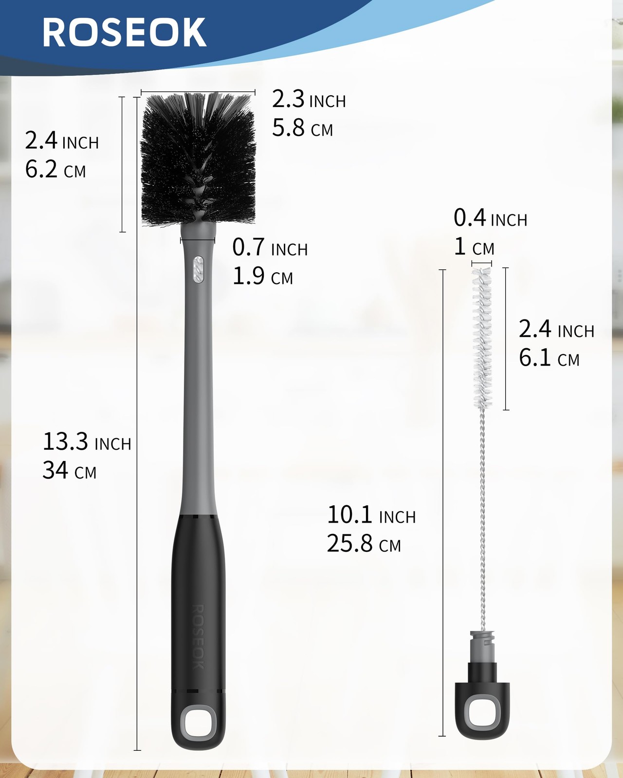 2 in 1 Long Handle Bottle Brush with Straw Brush for Cleaning Glass, Sports B…