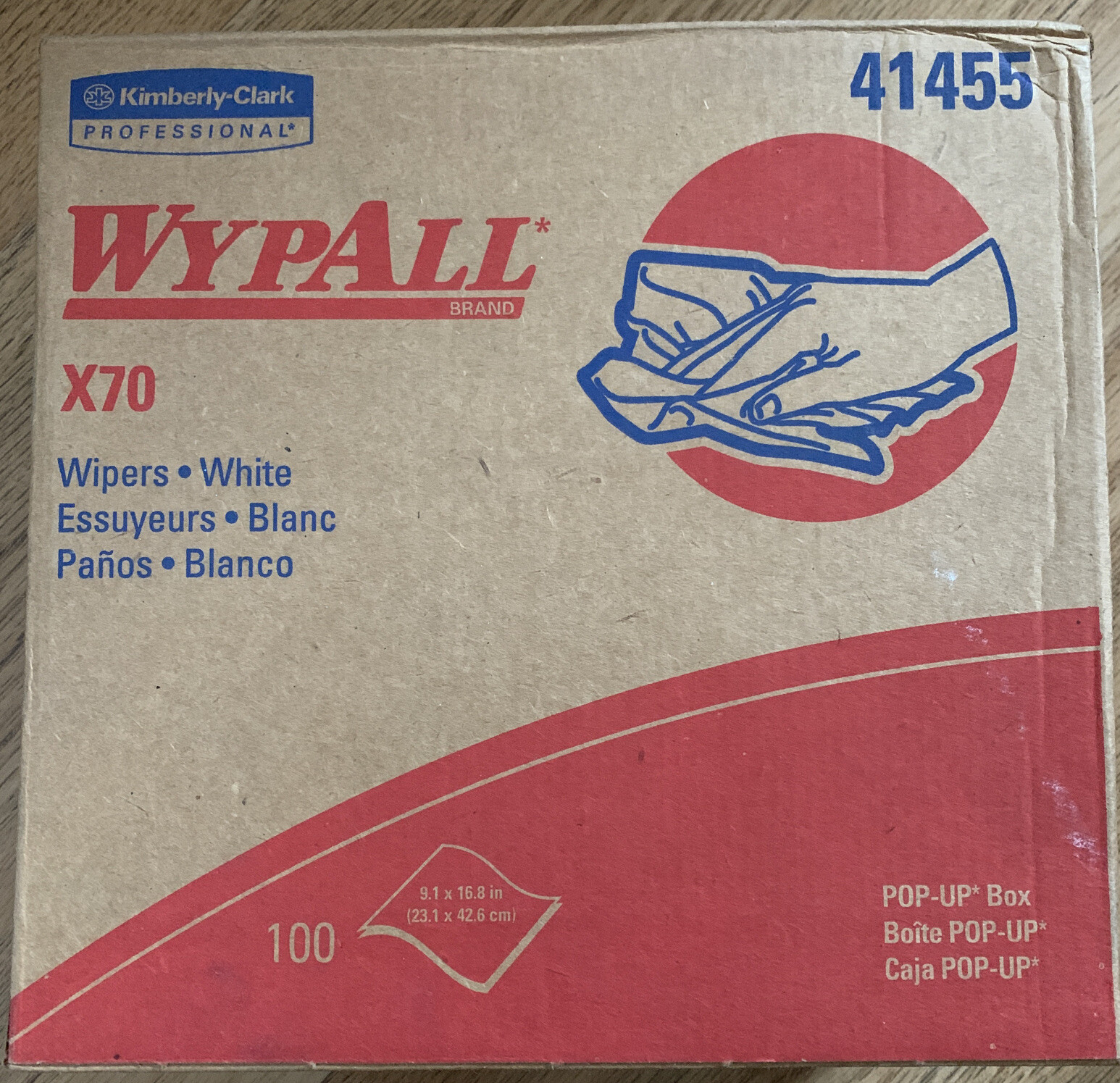 Kimberly-Clark Professional Wypall X70 Wipers Pop-Up Box 100 Sheets 9.1 X 16.8”