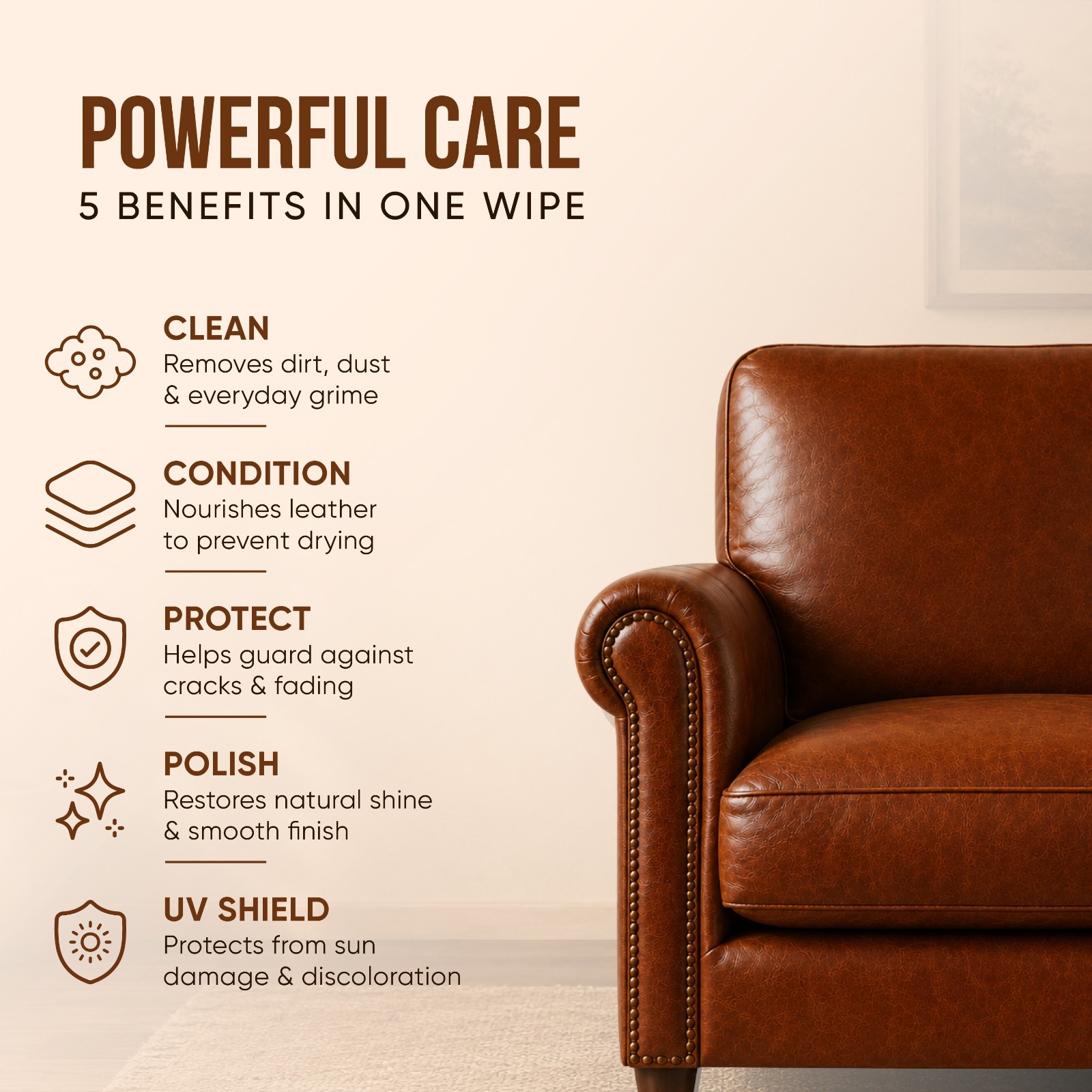 Air Jungles 3in1 Leather Cleaner Wipes 50 Count (Pack of 1)