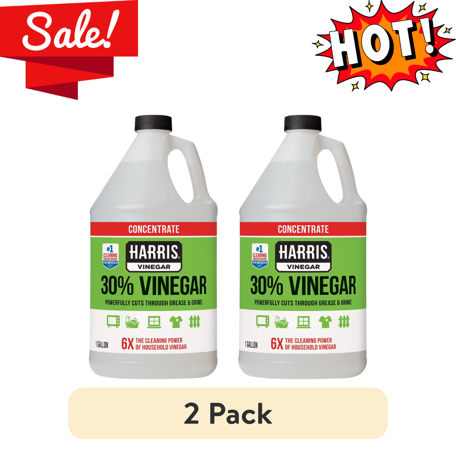 2 Pack Harris 30 Percent Concentrated Vinegar Cleaner 1 Gallon Home