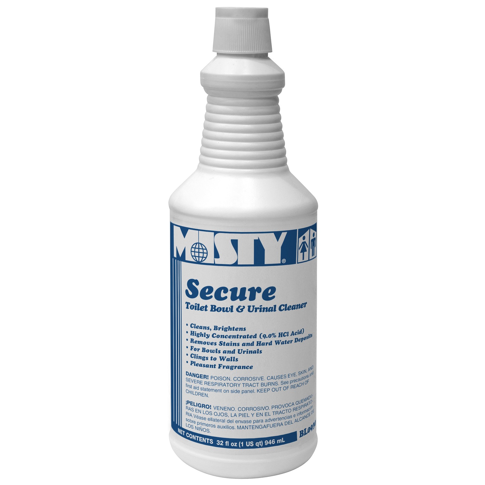 Misty Secure Toilet Bowl and Urinal Cleaner – 32 Ounce (Case of 12) – 1038801 –