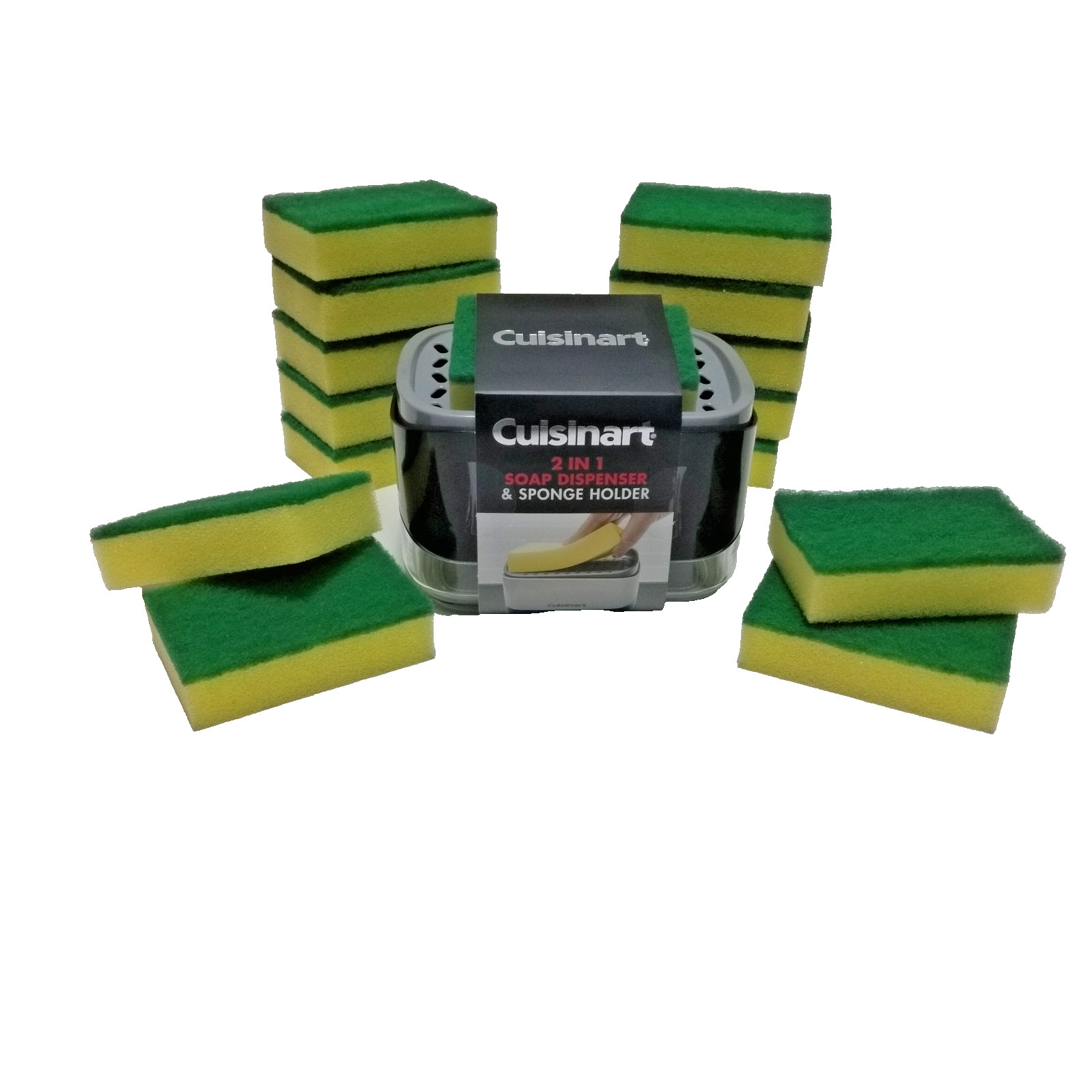 Cuisinart 2 in one soap dispenser and sponge holder includes 15 Scrub Sponges
