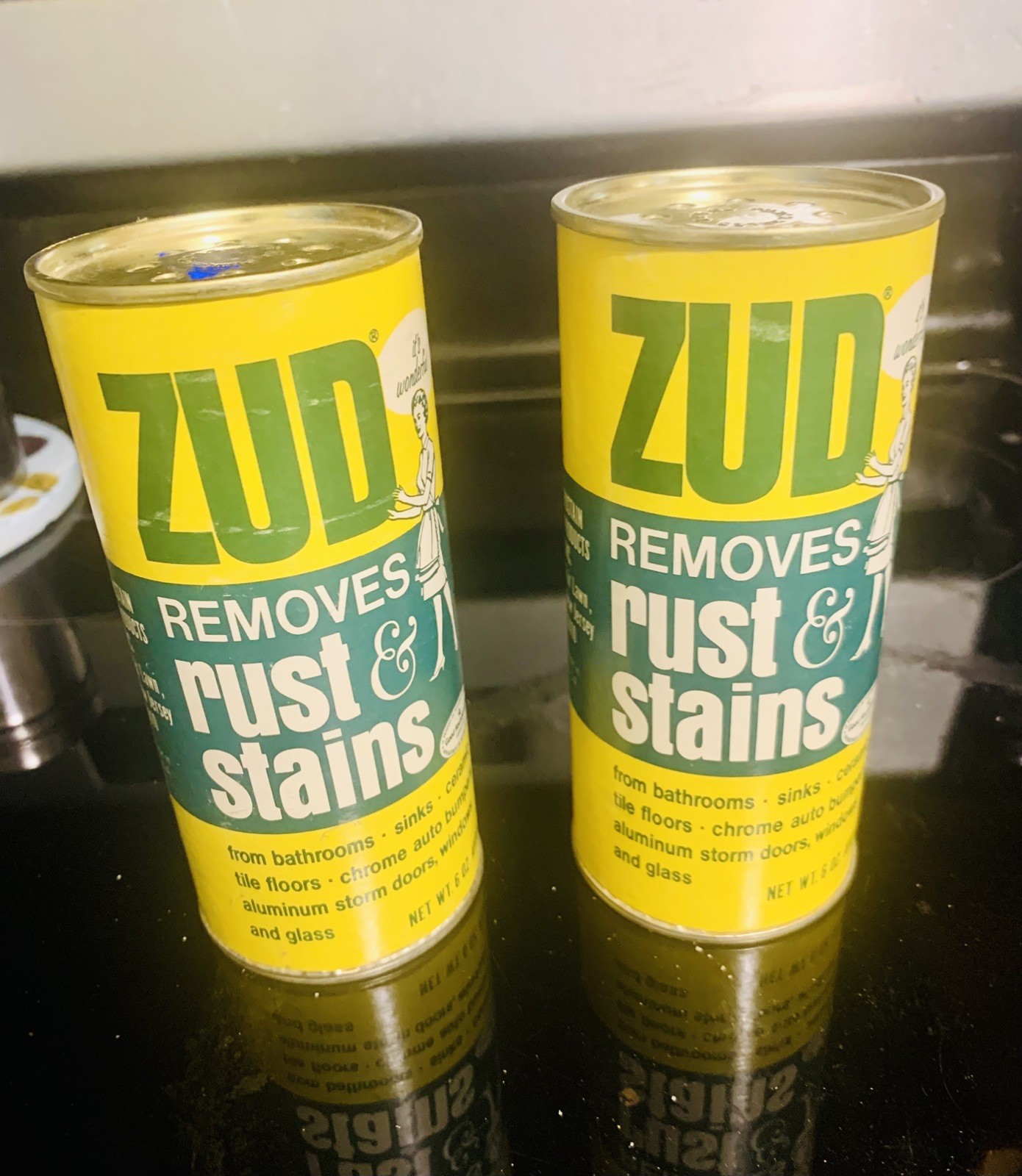 Vintage Zud Heavy Duty Rust & Stain Powder Remover Cleaner New Old Stock 2 Cans