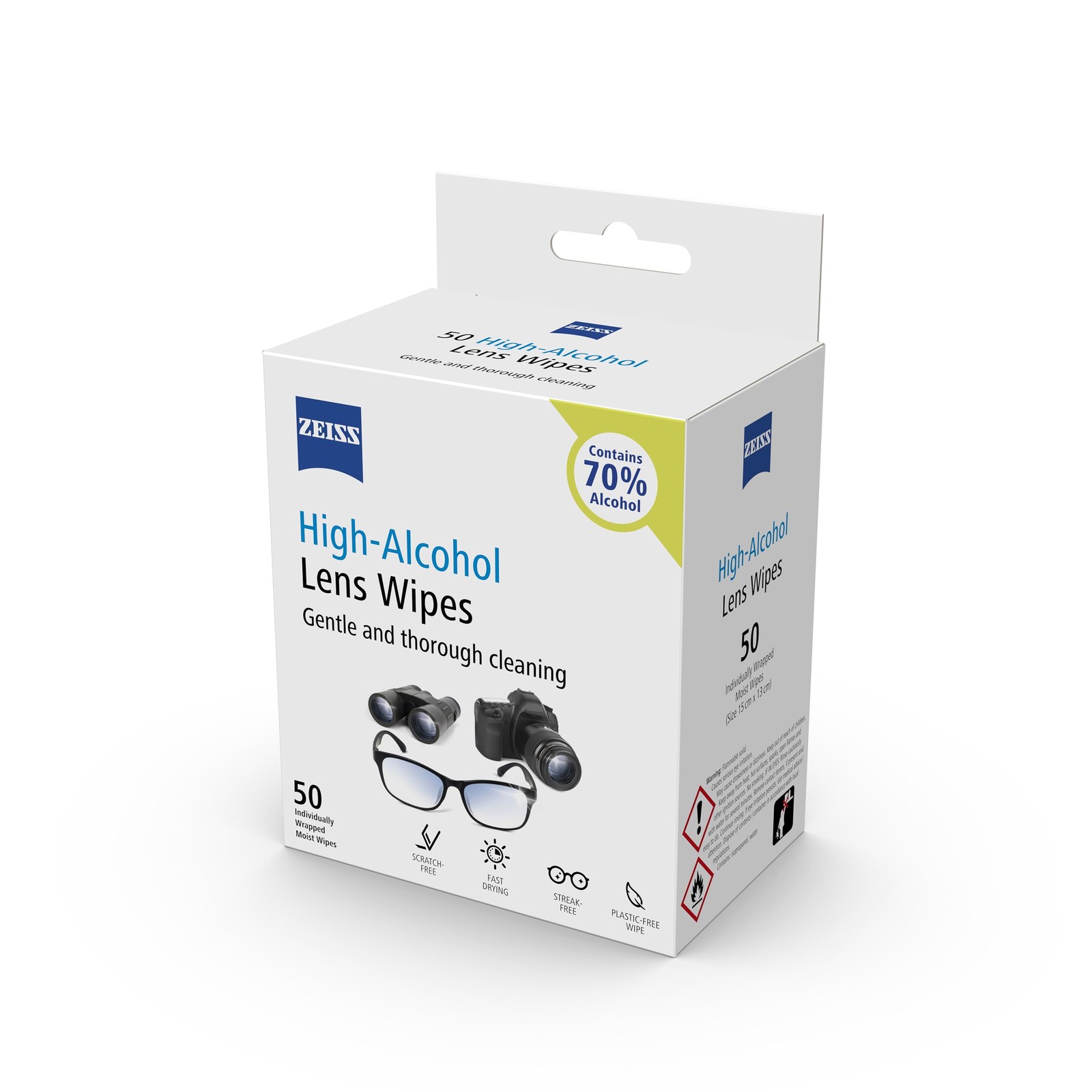 ZEISS Lens Wipes 50 Count – 70% Alcohol Cleaner for Glasses & Lenses