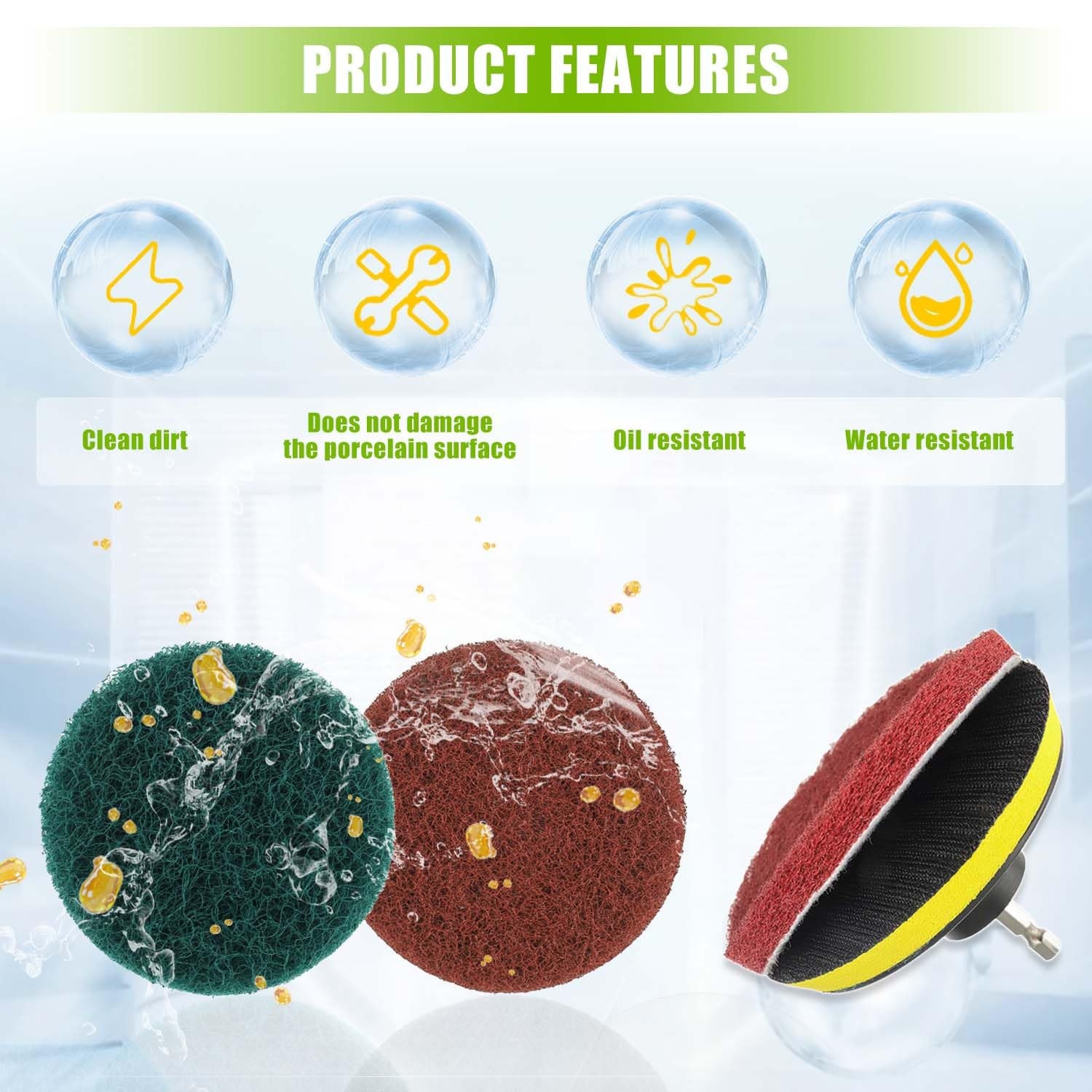 4 Inch Scrub Drill Brush Power Scouring Pads Household Cleaning Set for Kitch…