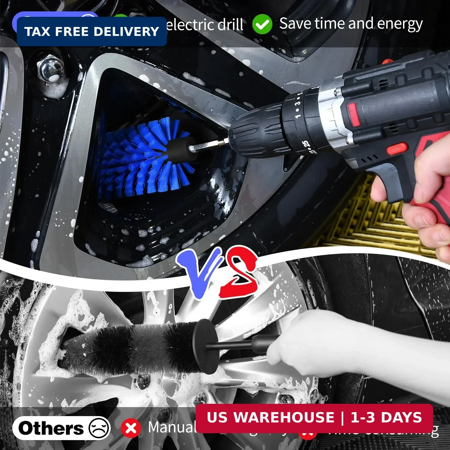 Drill Brush for Car Wheel and Bottle, Highly Dense and Durable Car Cleaning Brus