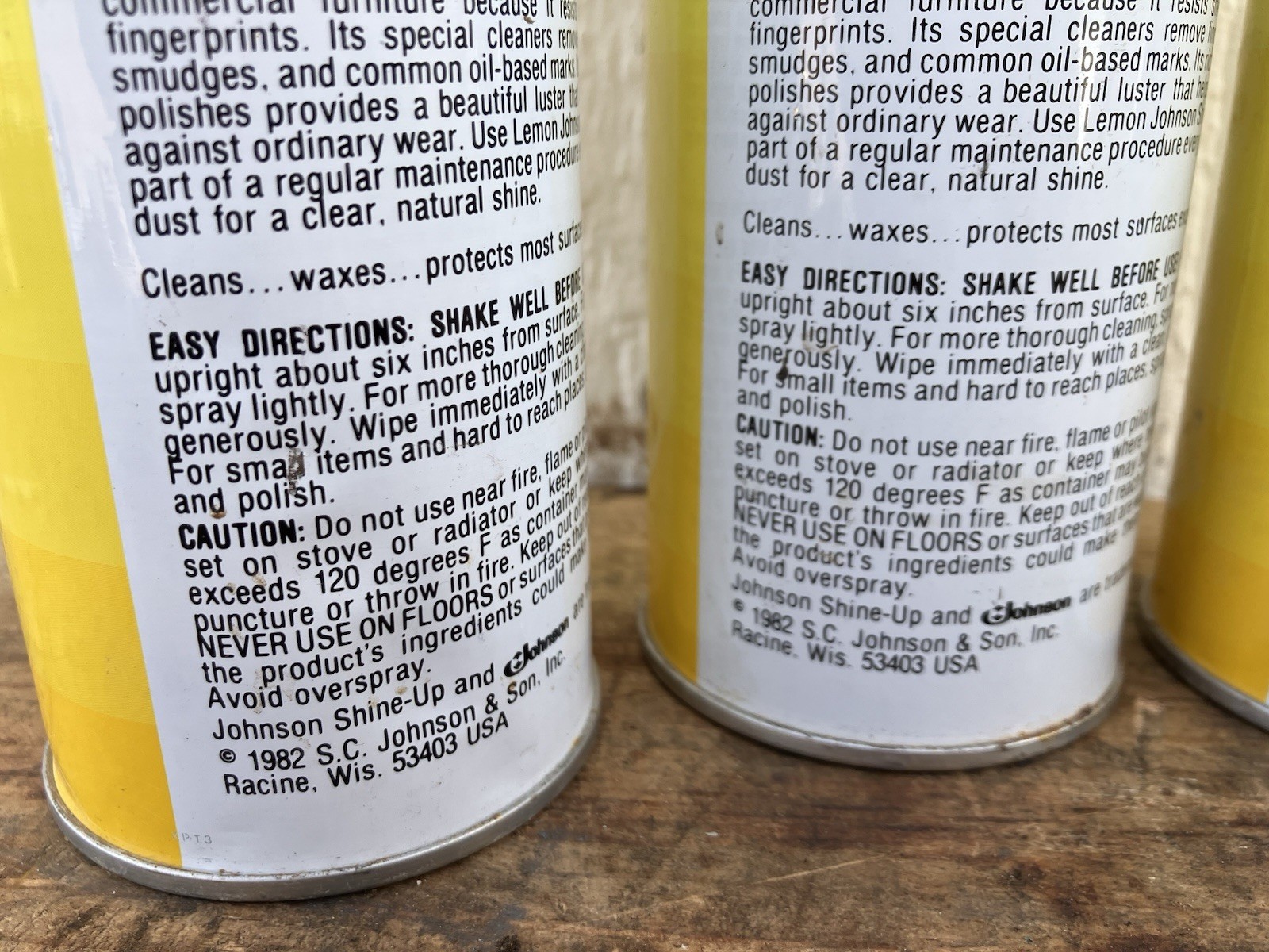 Lot of (3) Full Vtg 1982 Johnson Wax Lemon Shine Up Spray Cleaner Protects 15 oz
