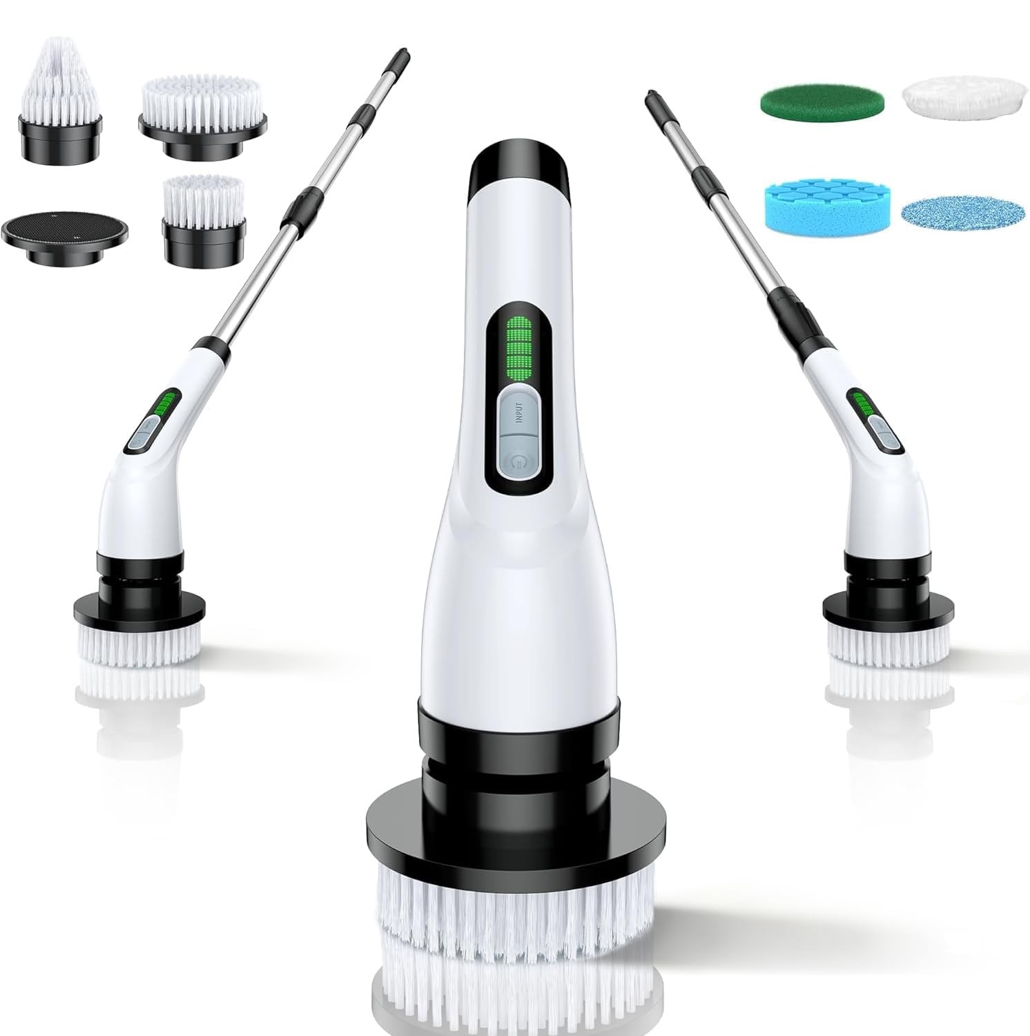 Electric Spin Scrubber for Bathroom: Shower Scrubber with Long Handle, Dual S…