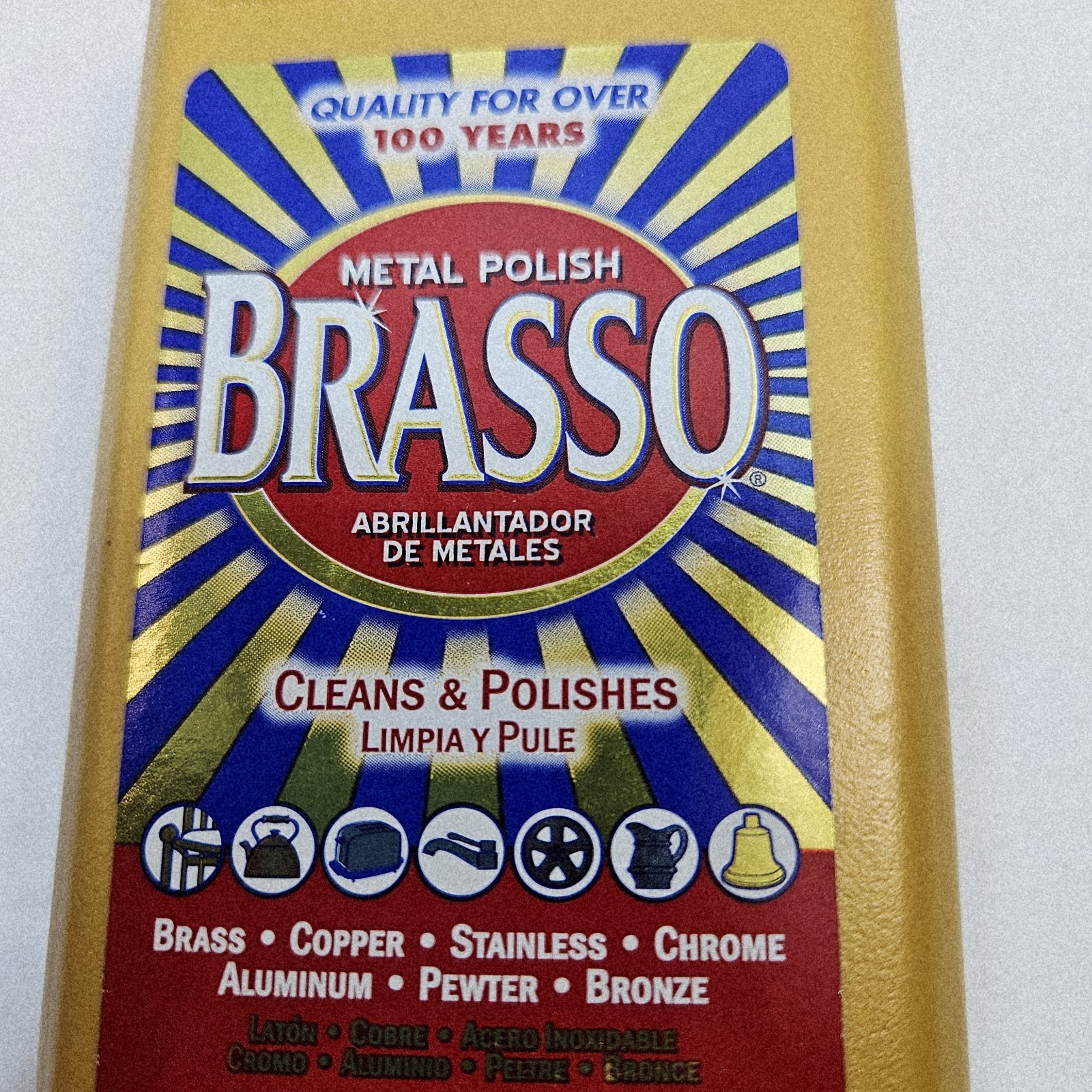 BRASSO Metal Polish Cleaner Brass Copper Stainless Chrome Aluminum Pewter