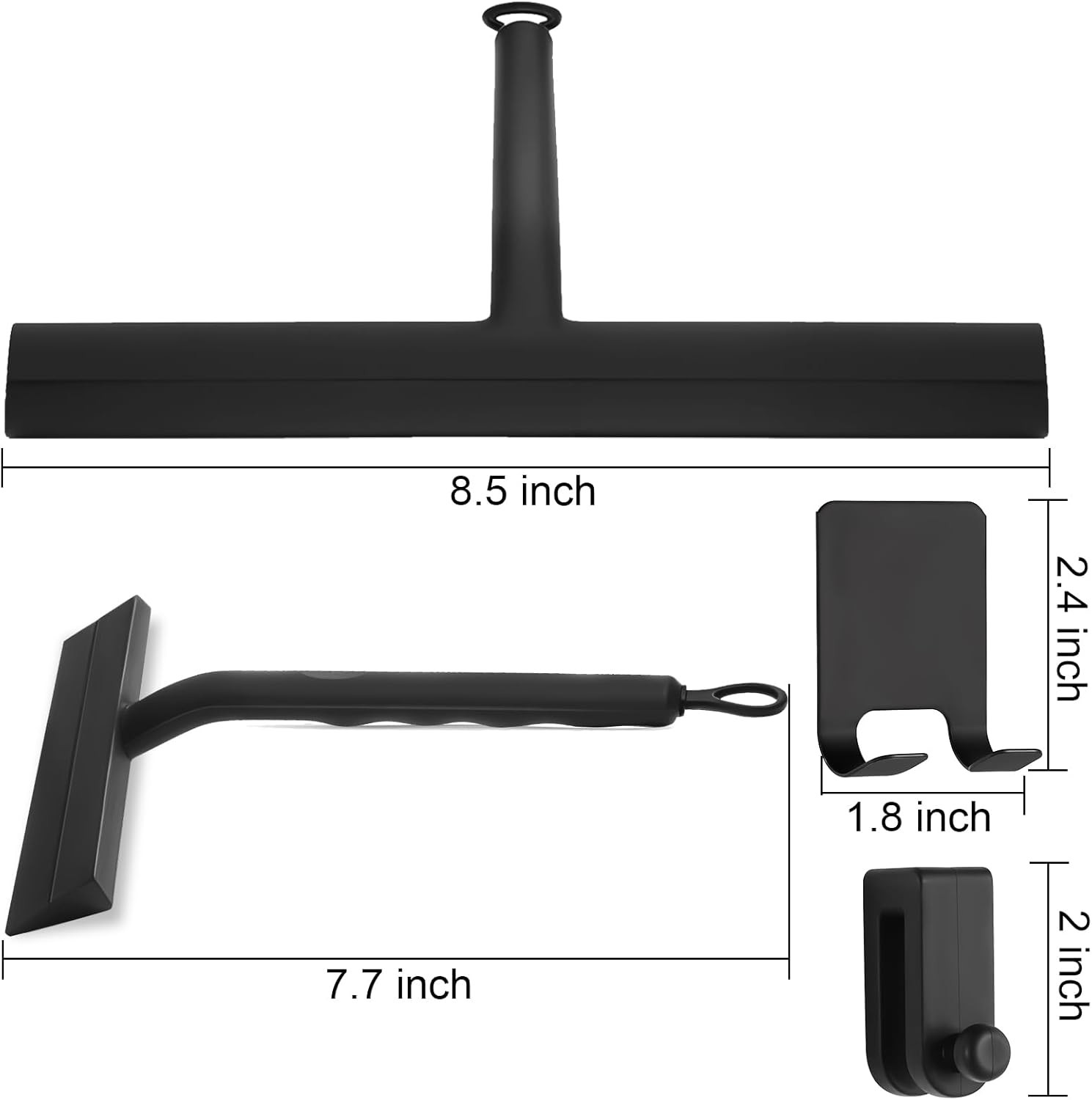 Shower Squeegee for Glass Doors 8.5″ Slicone Squeegee for Shower Glass Door, Bla