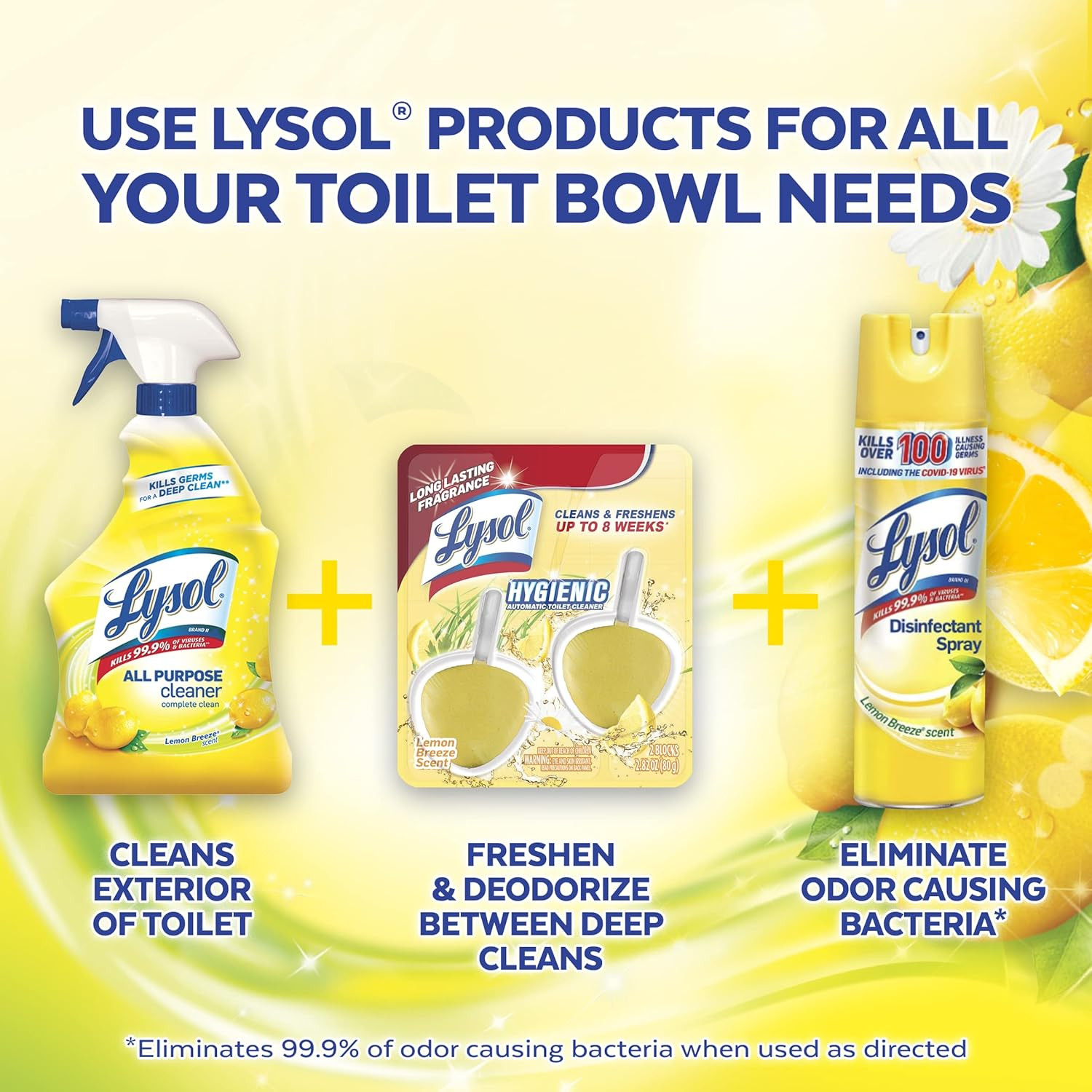 Automatic In-The-Bowl Toilet Cleaner, Cleans and Freshens Toilet Bowl, Lemon Bre