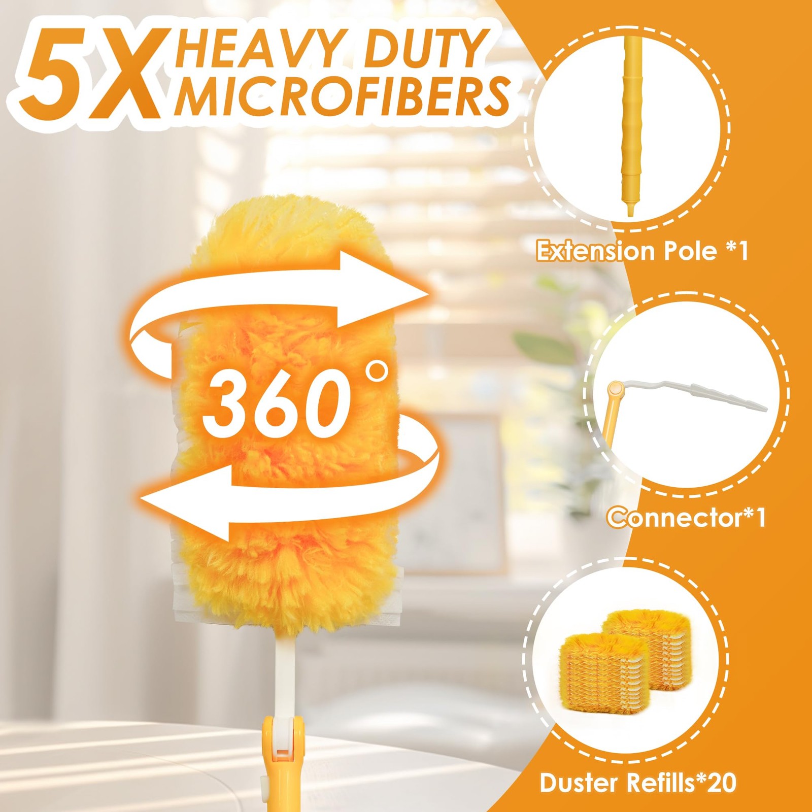Dusters for Cleaning with 20 Refills for Flash Magnet 1 Handle 360 Degree Heavy