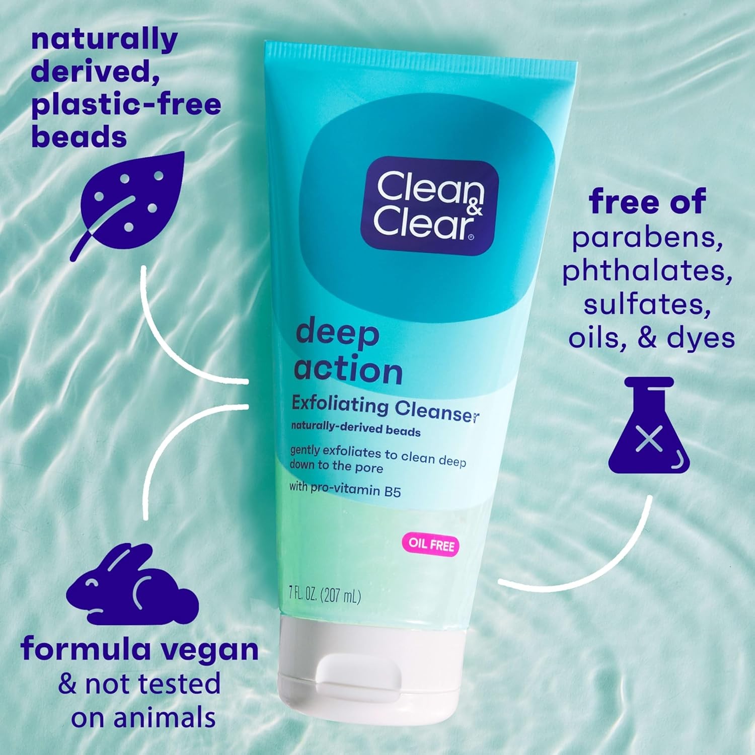 Exfoliating Facial Cleanser – 7 fl oz Tube – Daily Face Wash & Scrub with Pro-Vi