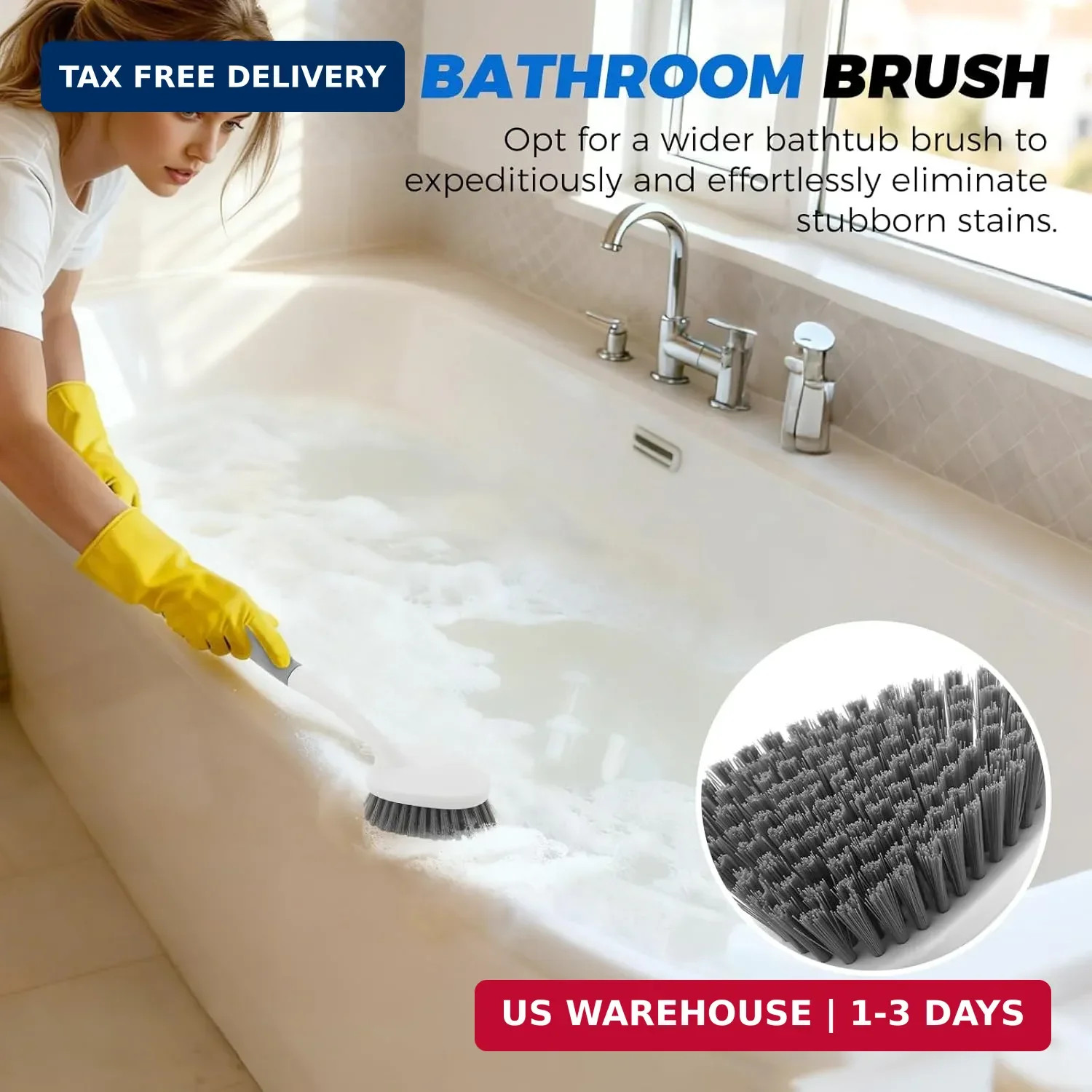 3 Pack Heavy Duty Scrub Brush Set for Household Use, Long Scrub Brush, Handheld