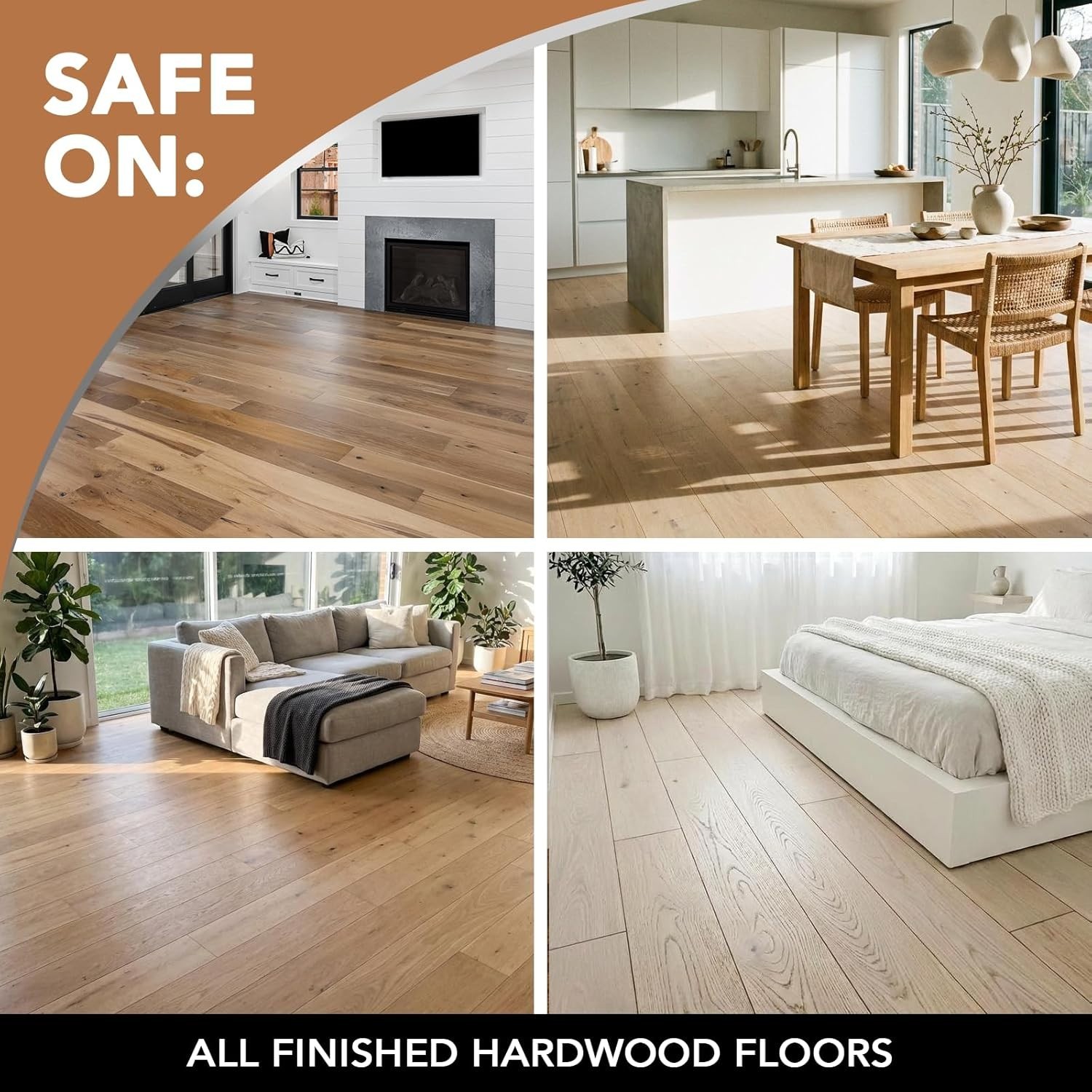 3PC Wood Floor Polish & Restorer – 32 Oz Bundle, Natural Shine & Scratch Removal
