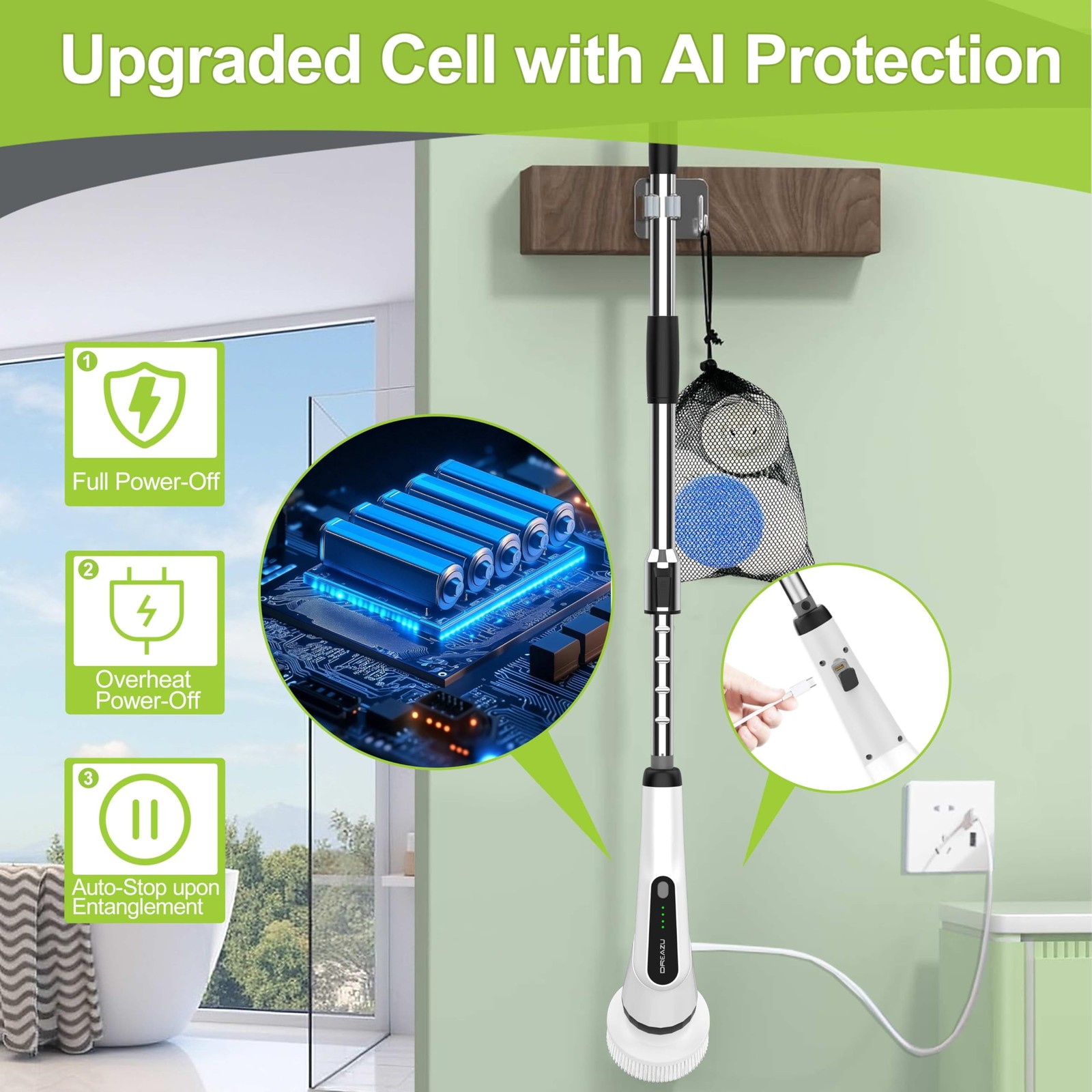 WKY-Electric Spin Scrubber – Upgraded 12-in-1 IPX7 Waterproof Shower Scrubber…