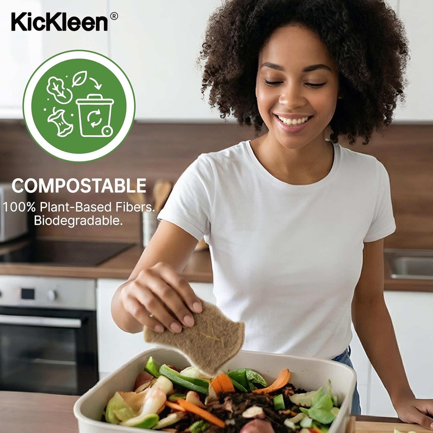 9 Pack Kickleen Biodegradable Natural Kitchen Sponges – Compostable Cellulose