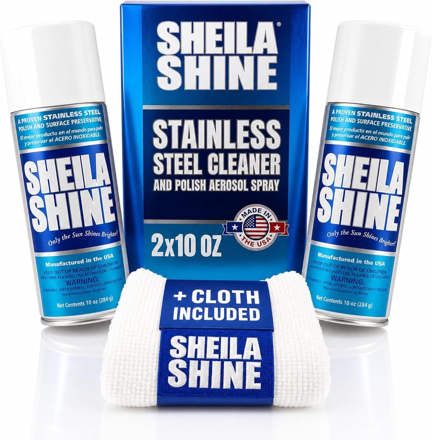 2 x 10oz Stainless Steel Cleaner and Polish w/ Microfiber Cloth – Cleans, Pol…