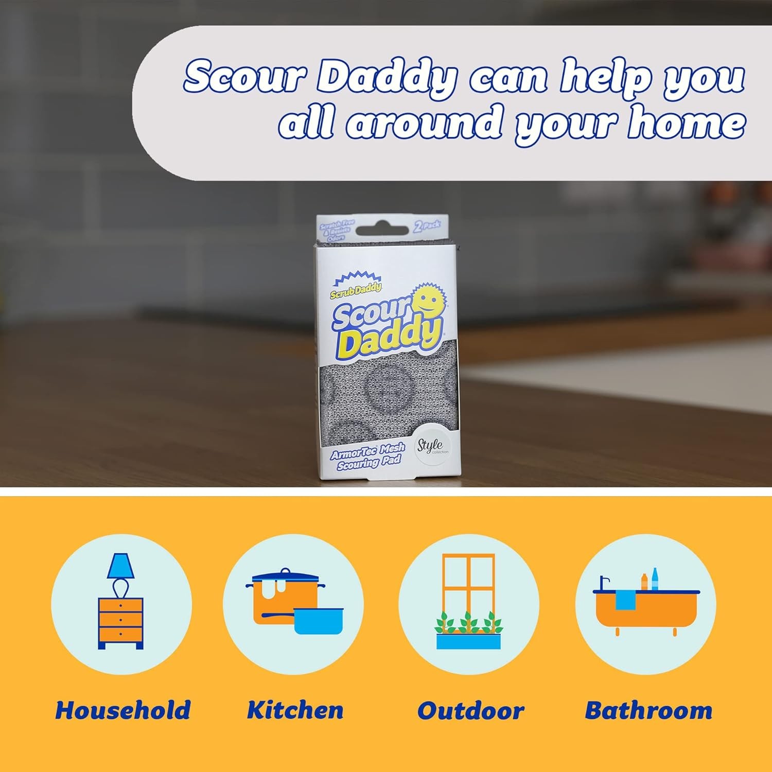 Scour Daddy Style, Scourers Non Scratch Scrubbing Sponge, Scouring Pads, Kitchen