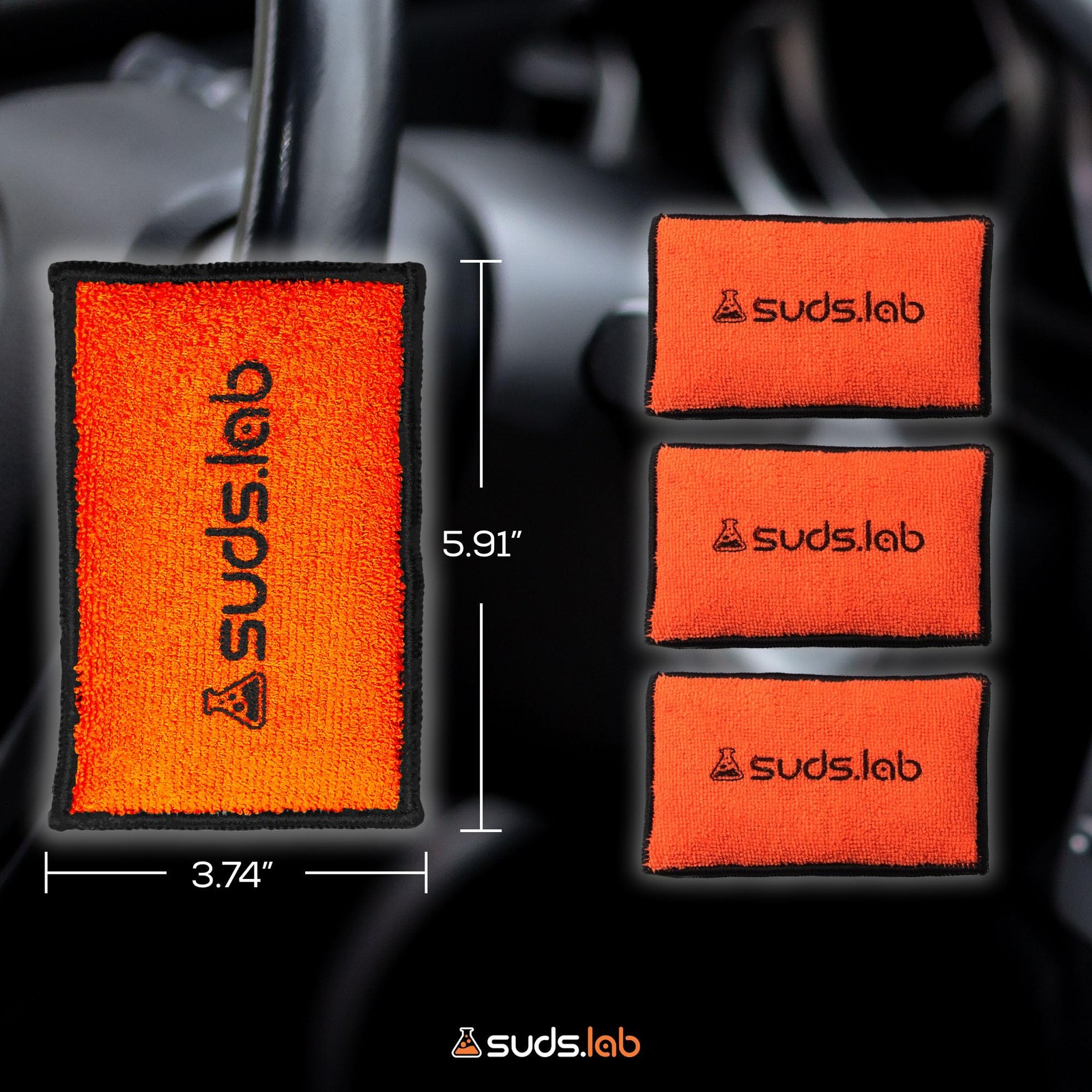 Suds Lab DS Microfiber Detailing Scrub Pad 3 Pack – Car Interior Cleaning & D…