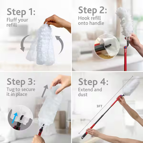 Flex Catch Dusting Kit Extendable Handle 5 Refills Heavy Duty Duster