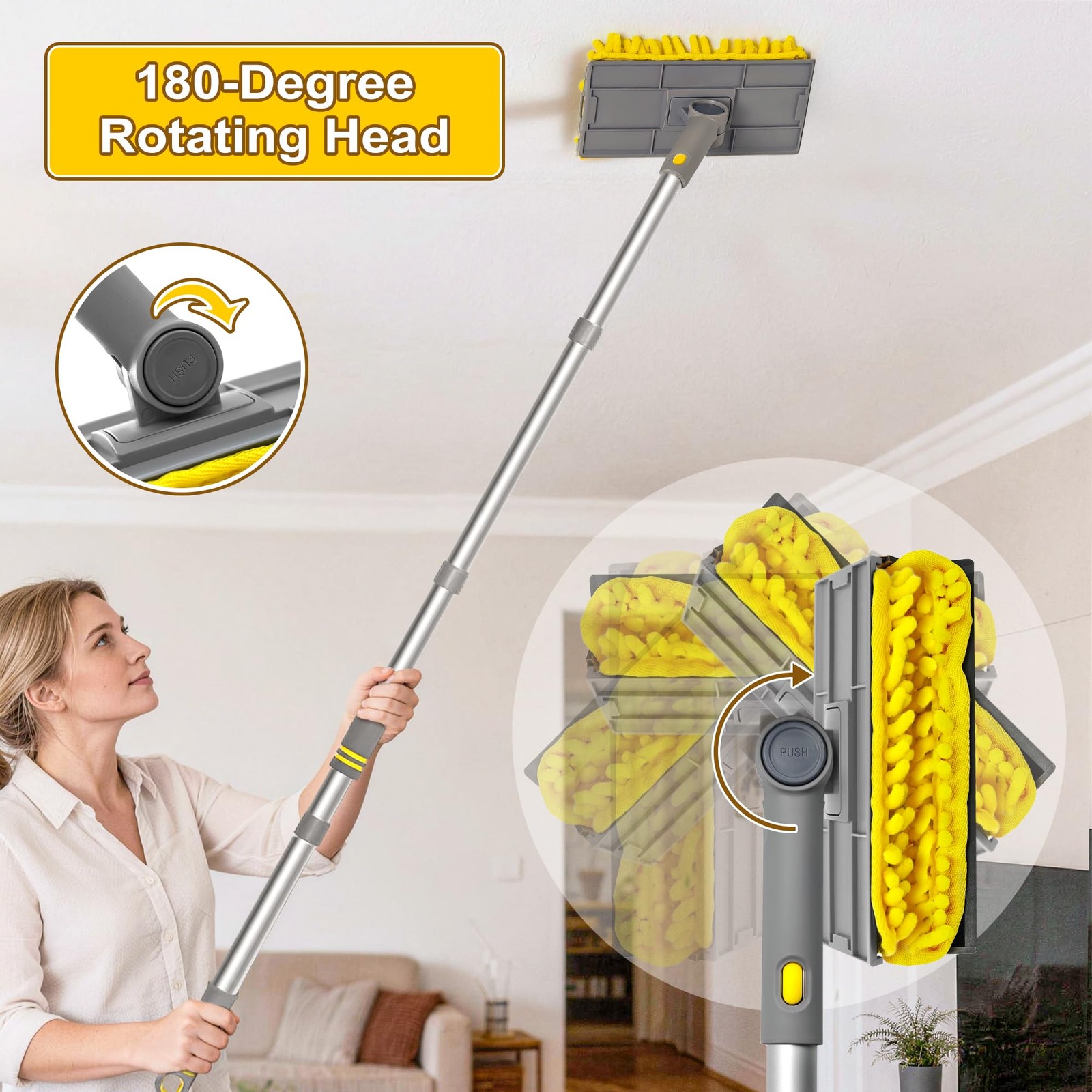 77” Ceiling Fan Cleaner Duster with Extra Bendable Chenille Dust Cleaning Too…