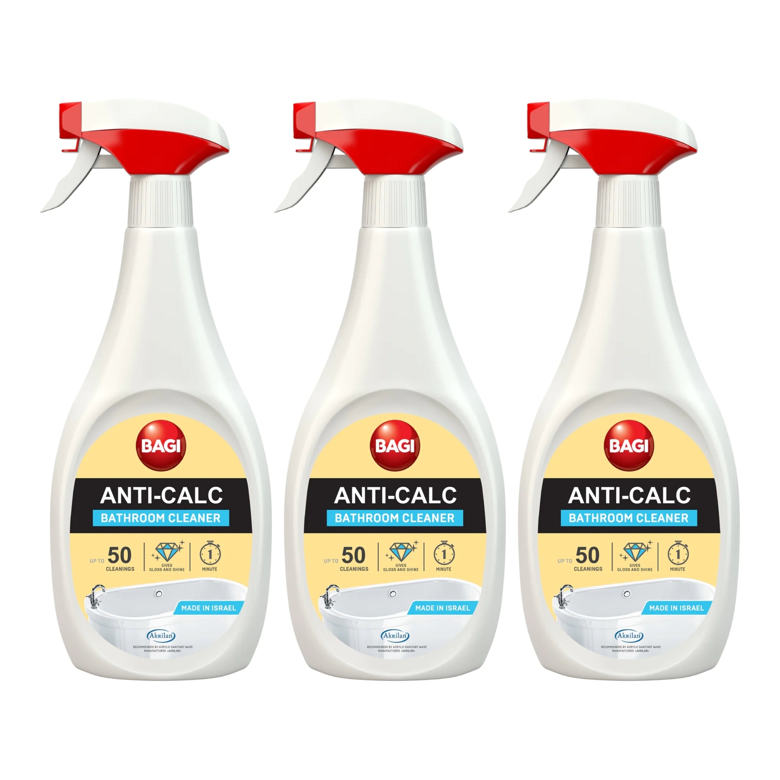 Bagi Anti-Calc Bathroom Cleaner, 25.4oz (750ml) (Pack of 3)
