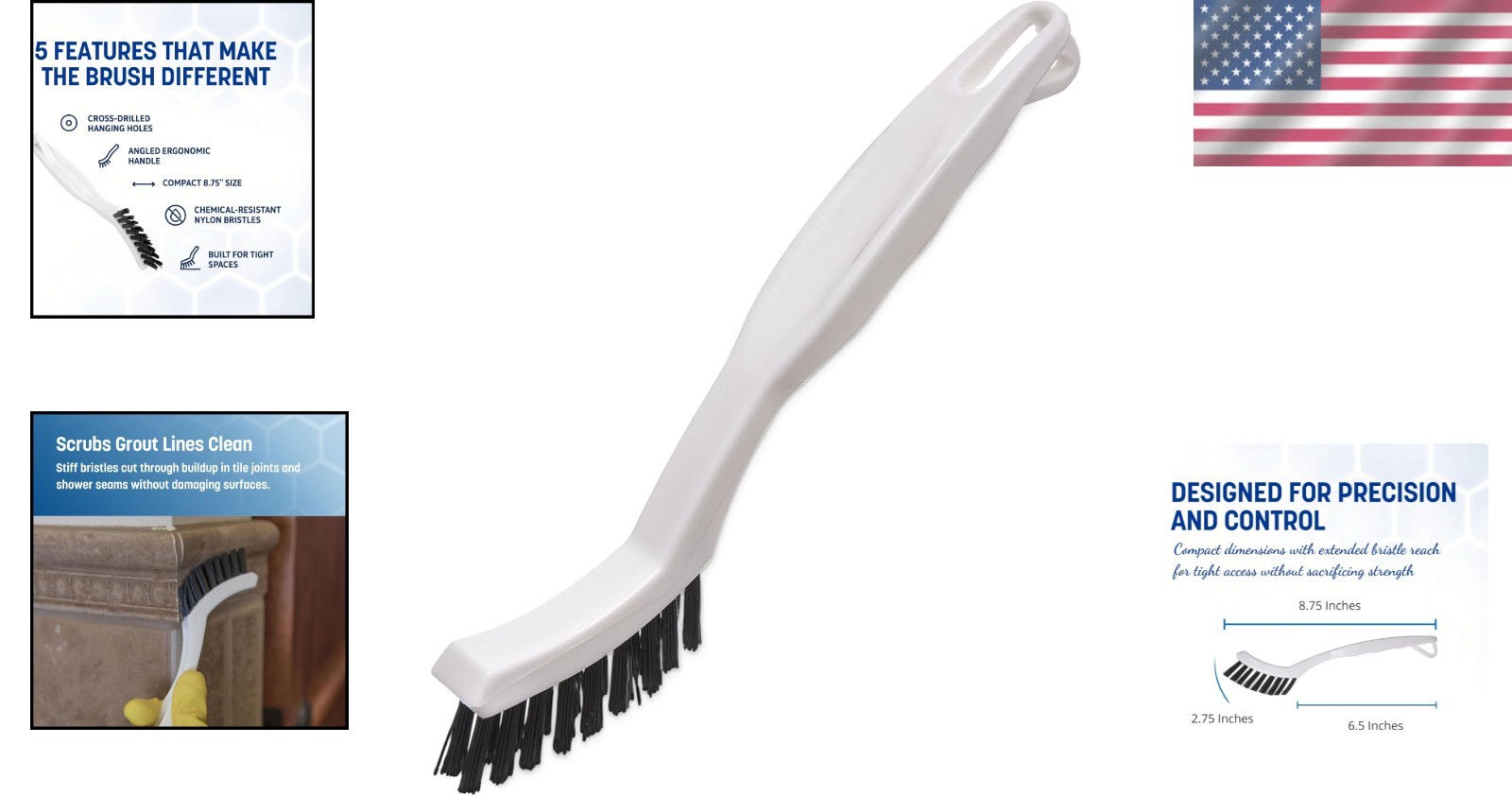 Compact Crevice Brush Set, 24-Pack, White, 8 Inches