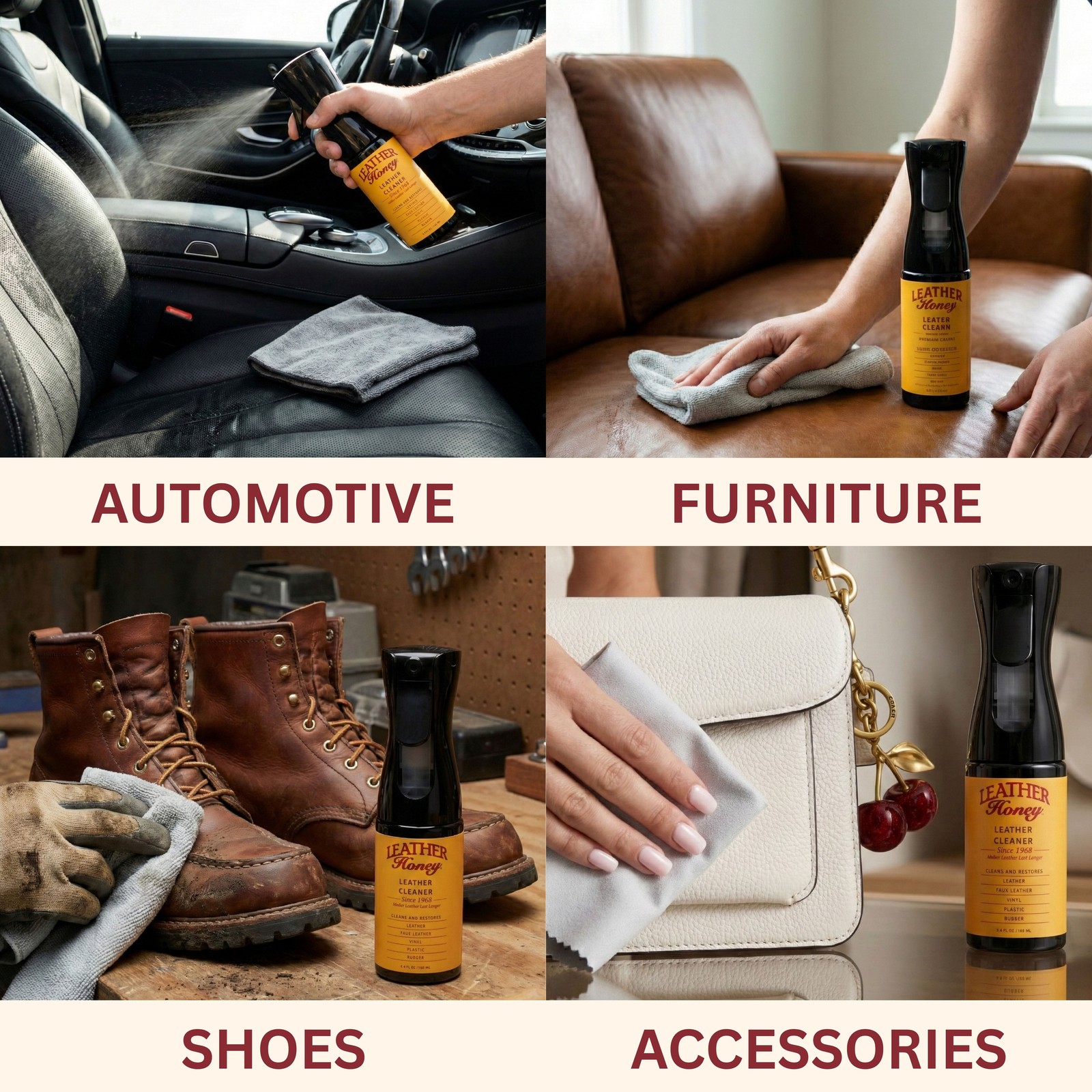 Leather Honey Leather Cleaner, pH Balanced, Non-Toxic, 5.4 oz Spray Bottle, 1 Ct