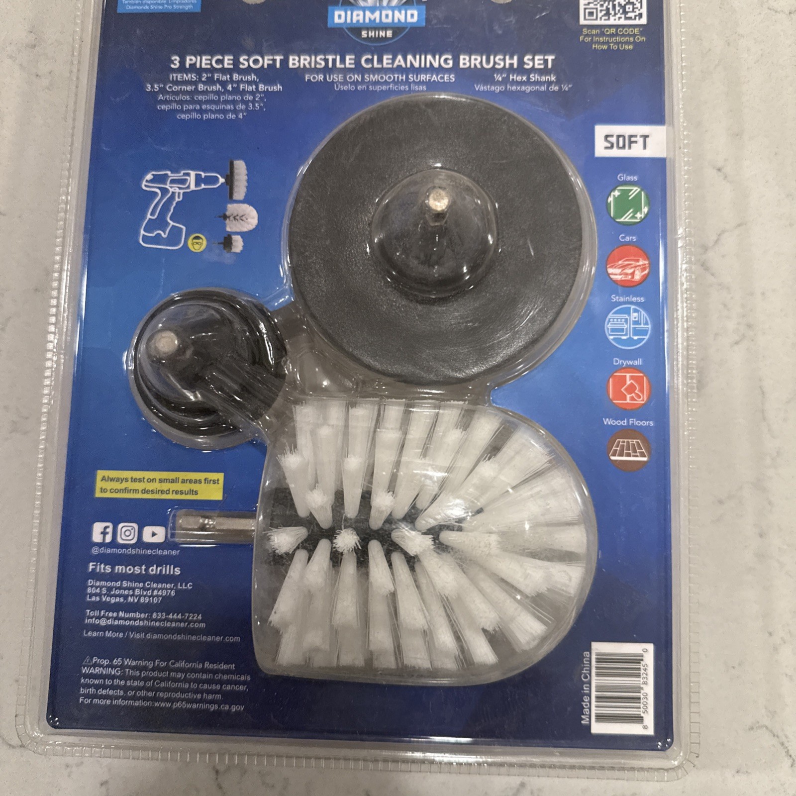 Diamond Shine 3-Piece Drill-Powered Scrubber Brush Set
