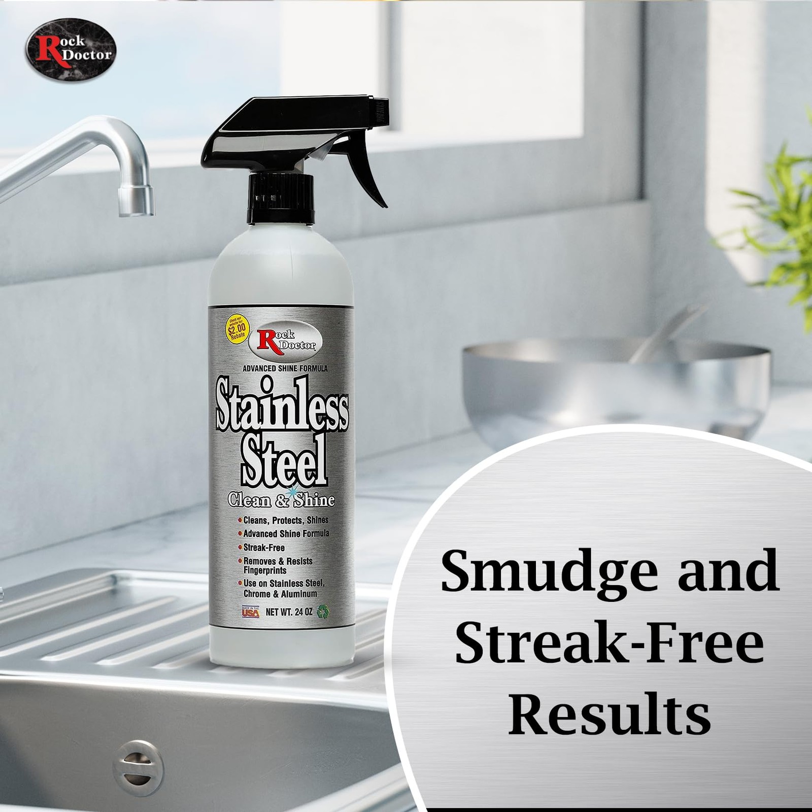 Rock Doctor Stainless Steel Cleaner Protectant 24oz Multi Surface Spray