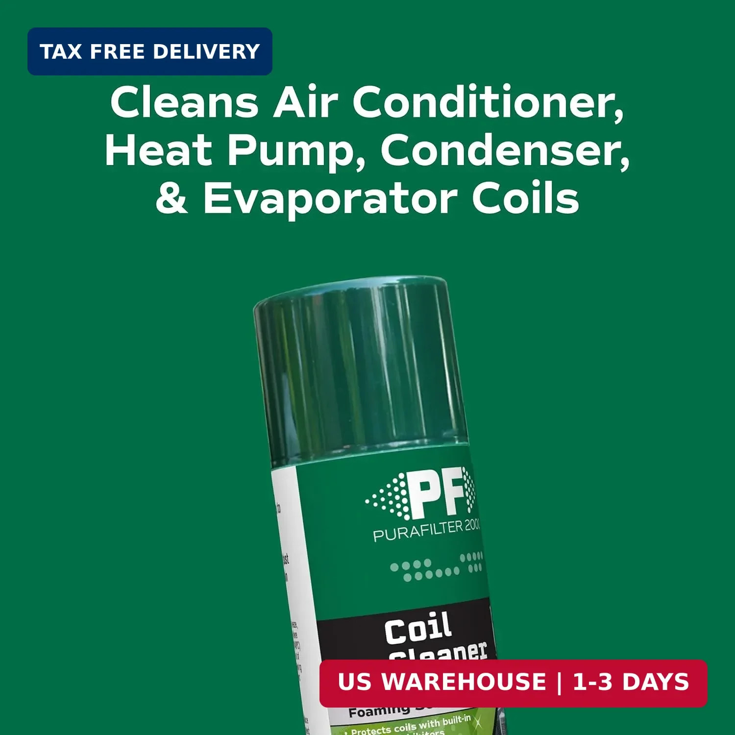 PURAFILTER 2000 Coil Cleaner Foaming Spray | Use on AC HVAC Condensers and Evapo