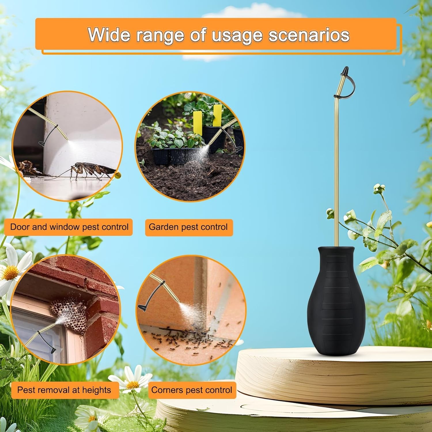 Diatomaceous Earth Duster, Powder Sprayer, Garden Duster Applicator Dispenser wi