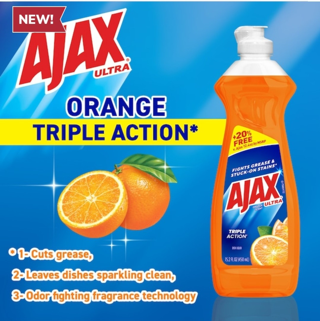 Ajax Orange Ultra Dish Washing Detergent Liquid Soap 12.4oz 2Pack